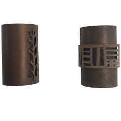 Brutalist Design Large Pair of Sconces, 1980s, Italy