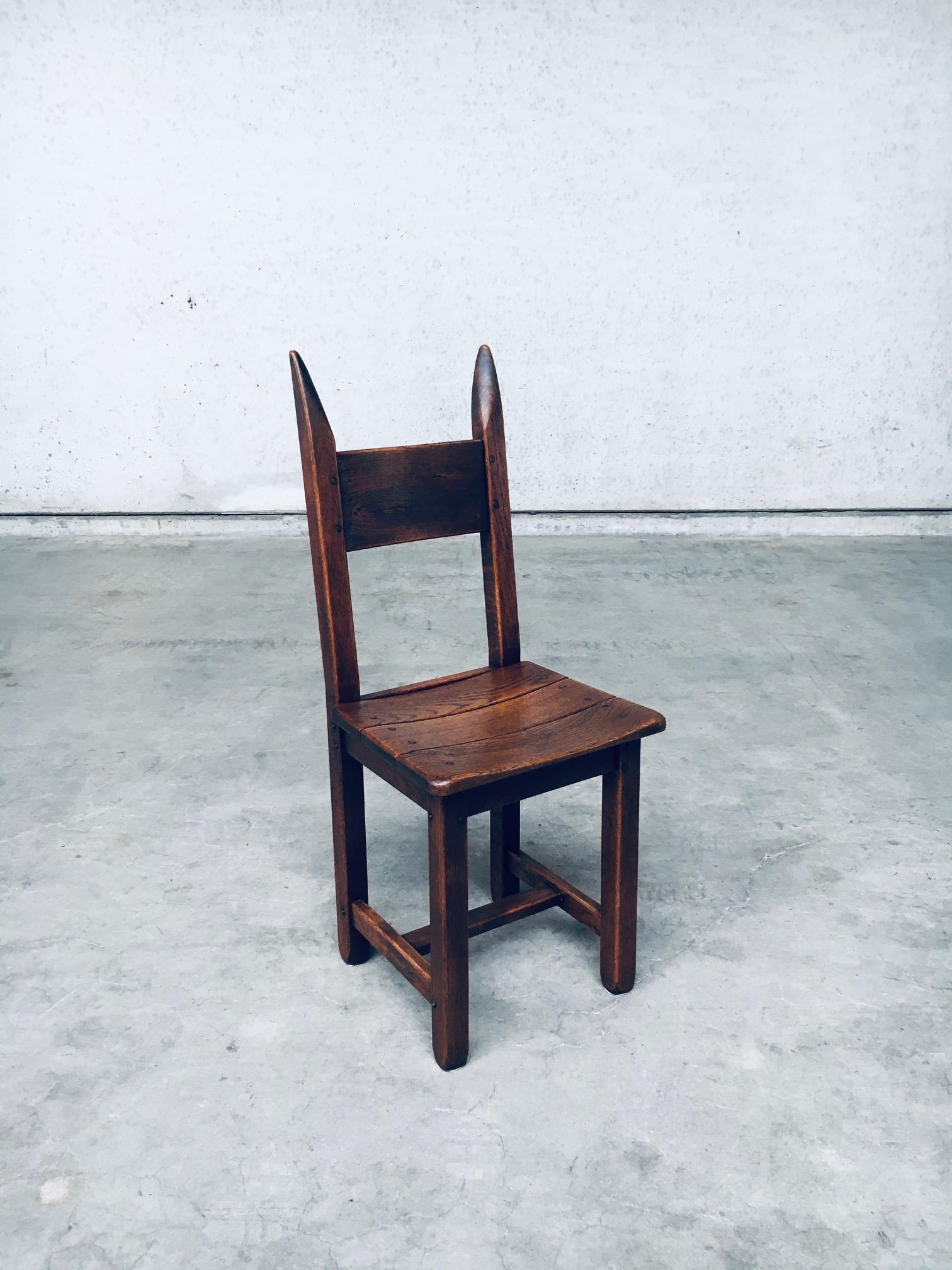Brutalist Design Oak Dining Chair Set, France 1960's For Sale 5