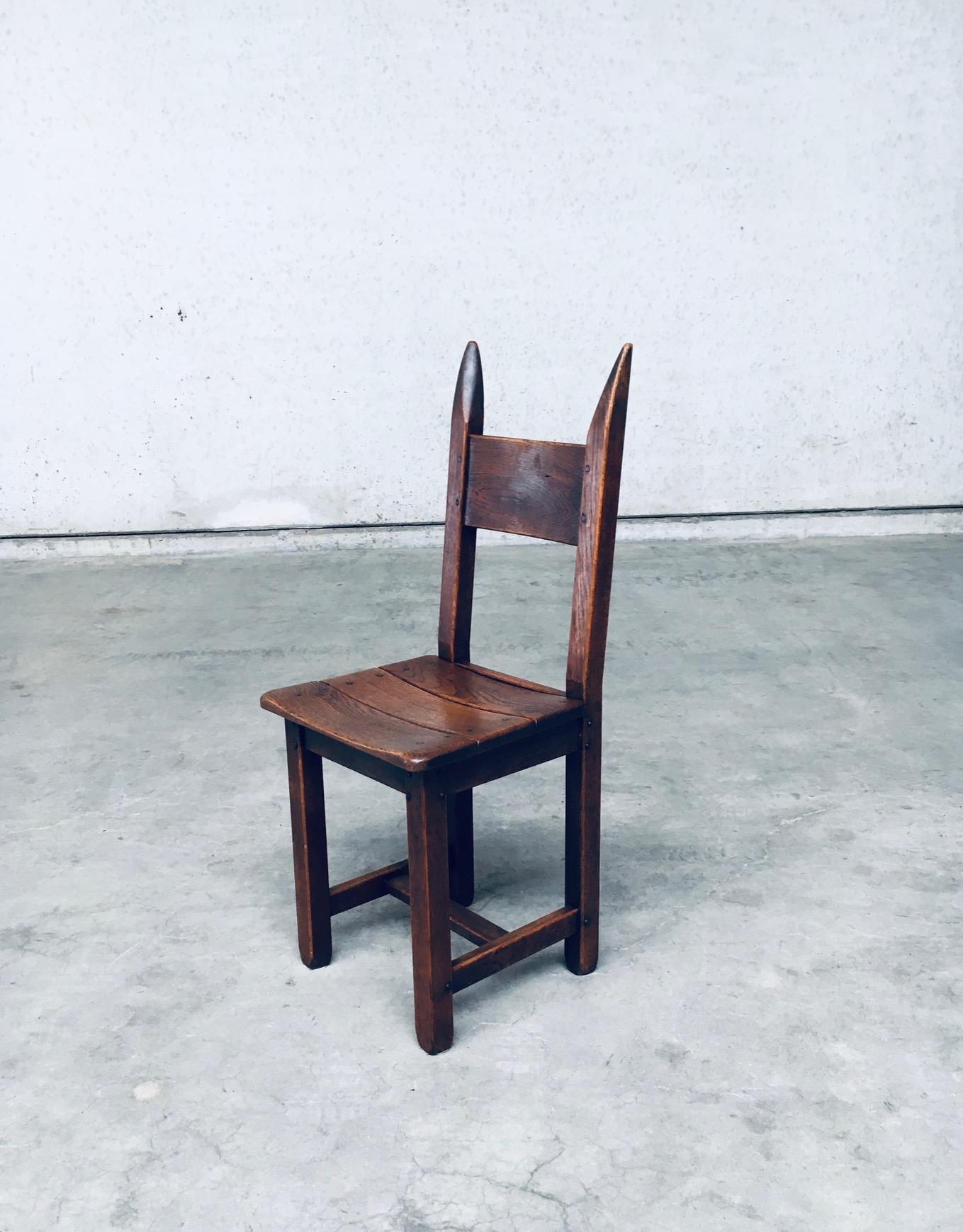 Brutalist Design Oak Dining Chair Set, France 1960's For Sale 7