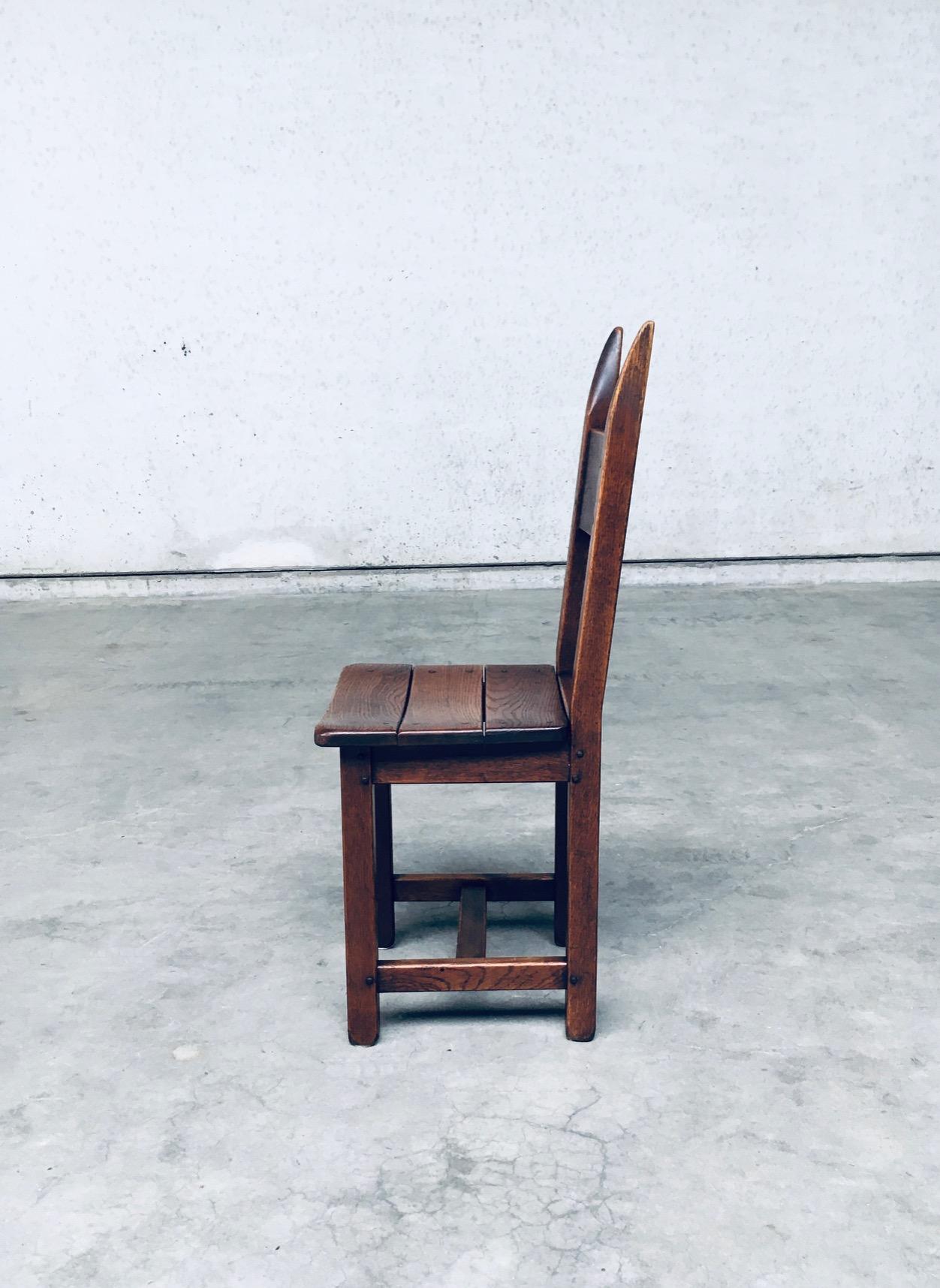 Brutalist Design Oak Dining Chair Set, France 1960's For Sale 8
