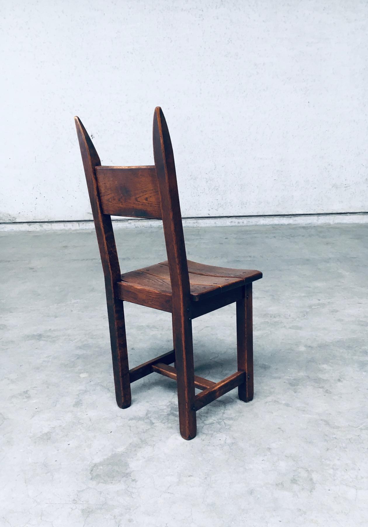 Brutalist Design Oak Dining Chair Set, France 1960's For Sale 10