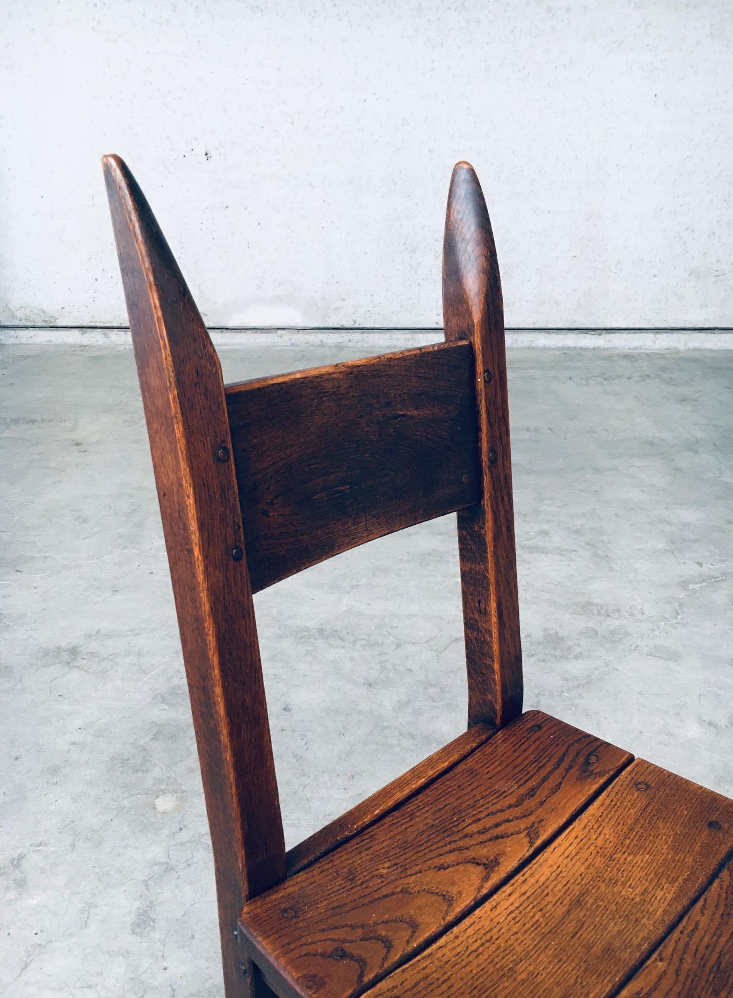 Brutalist Design Oak Dining Chair Set, France 1960's For Sale 11