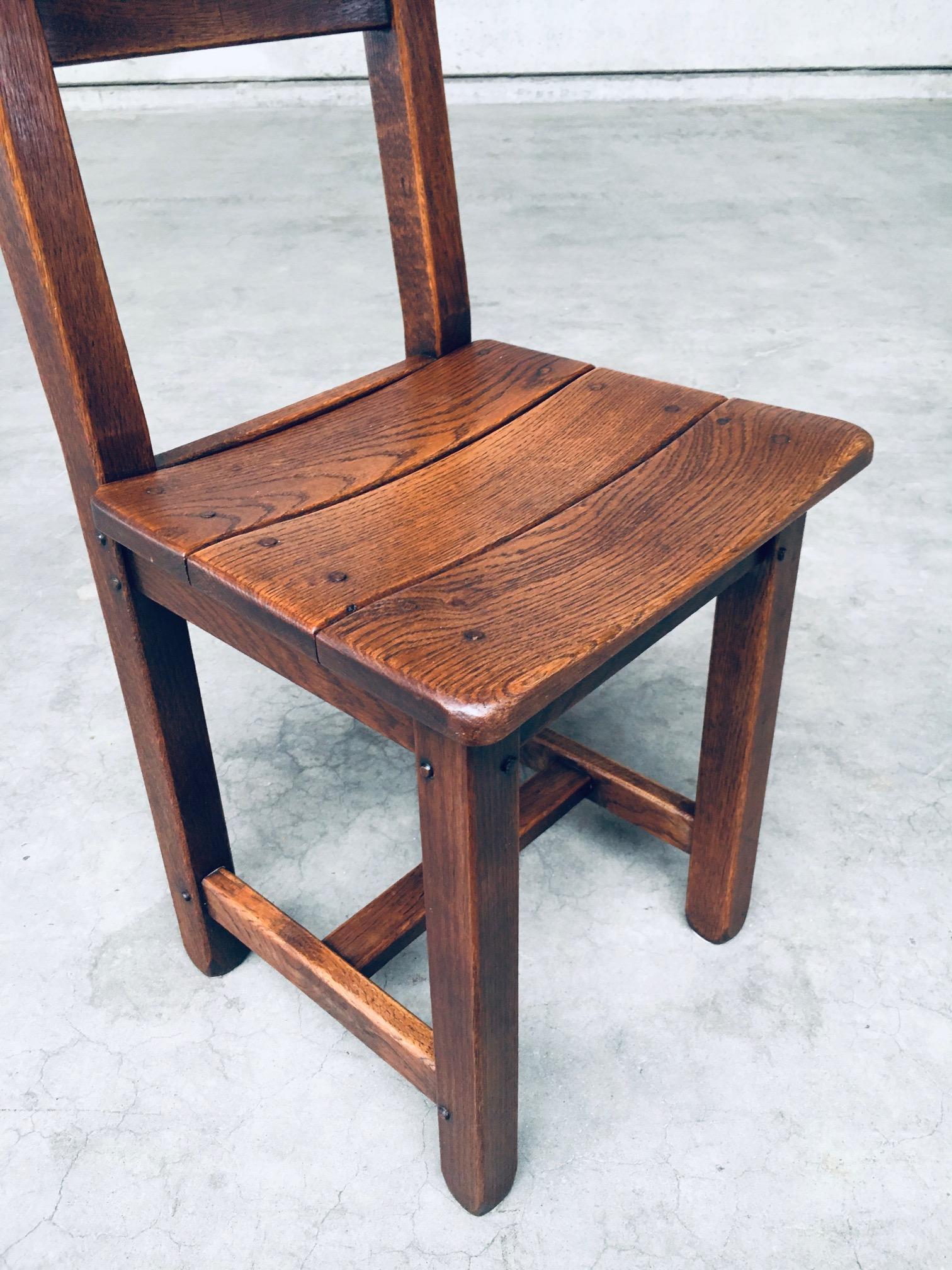 Brutalist Design Oak Dining Chair Set, France 1960's For Sale 12
