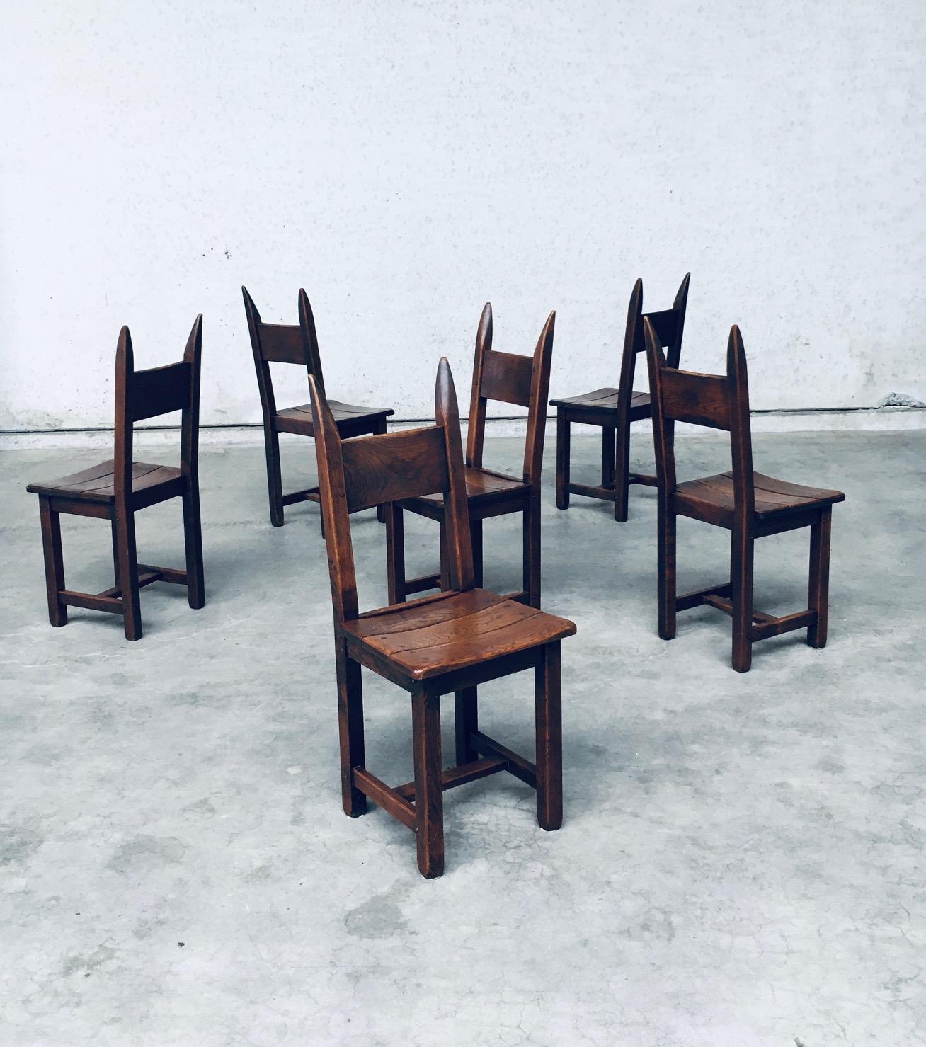 Brutalist Design Oak Dining Chair Set, France 1960's For Sale 2