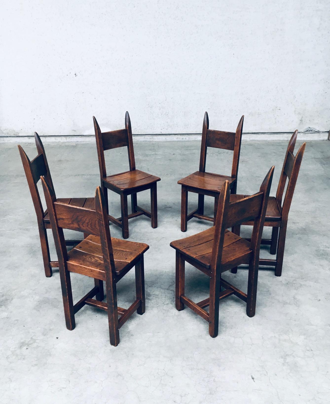 Brutalist Design Oak Dining Chair Set, France 1960's For Sale 3