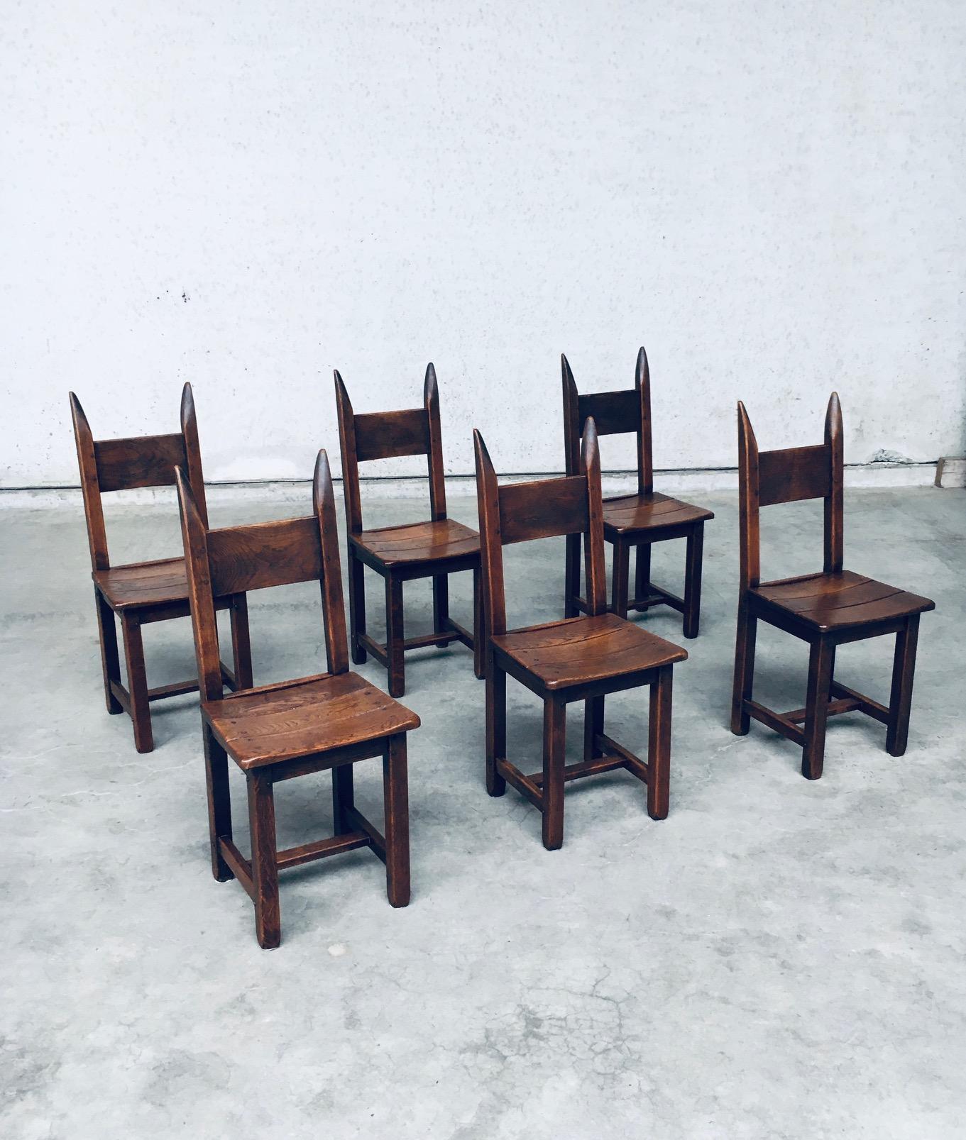 Brutalist Design Oak Dining Chair Set, France 1960's For Sale 4
