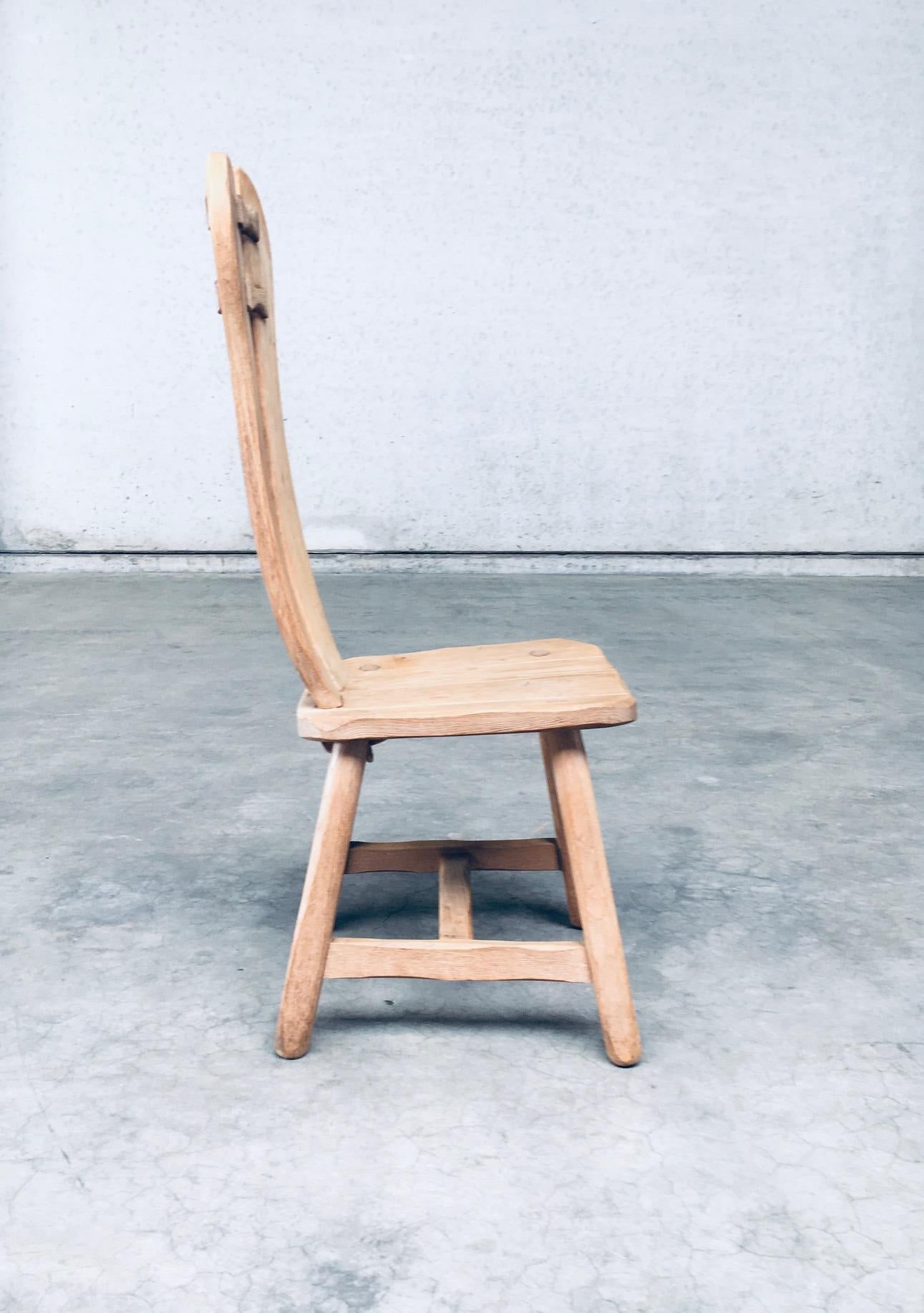 Brutalist Design Oak Dining Chairs by De Puydt, Belgium 1960's 5