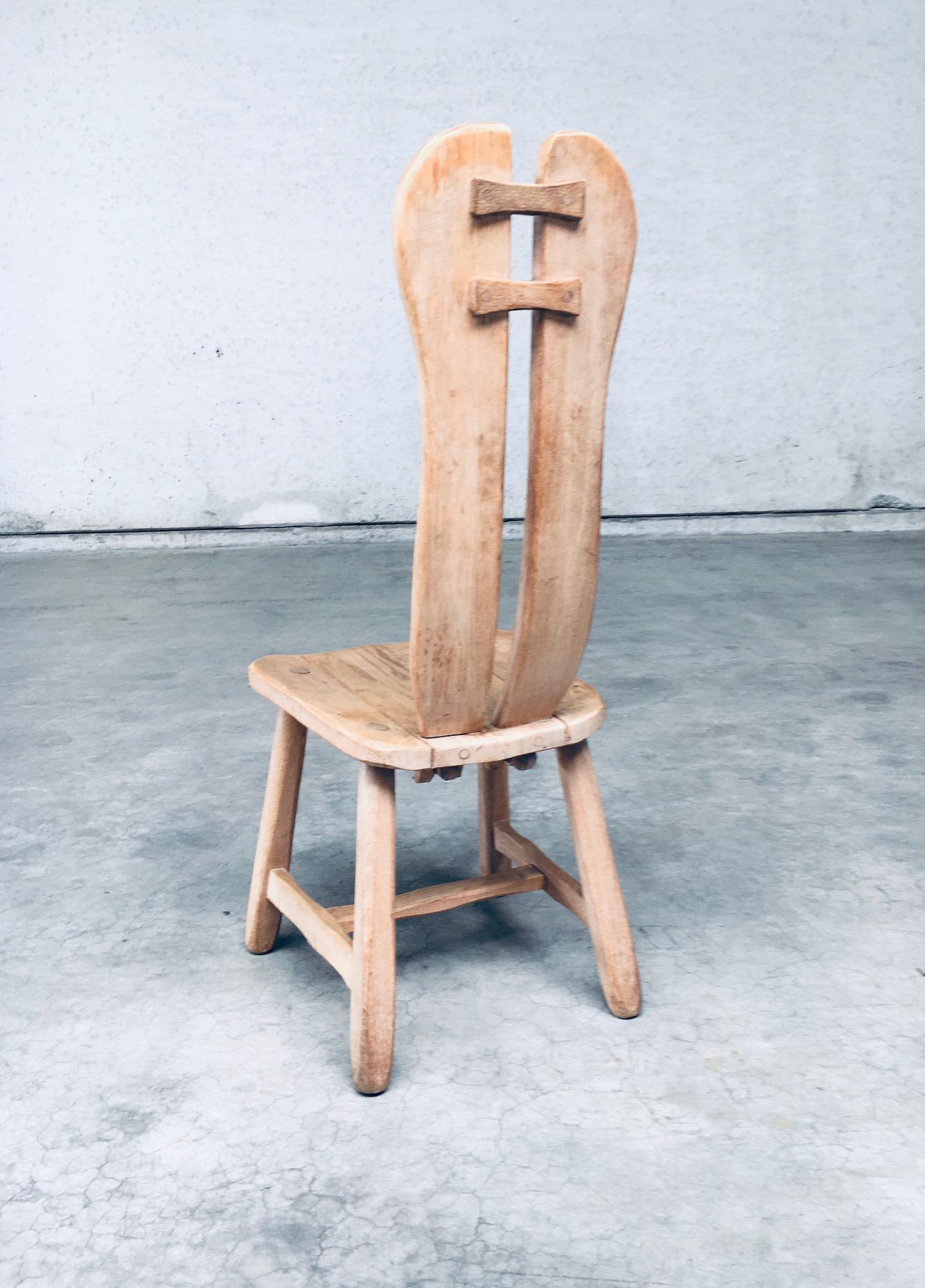Brutalist Design Oak Dining Chairs by De Puydt, Belgium 1960's 6