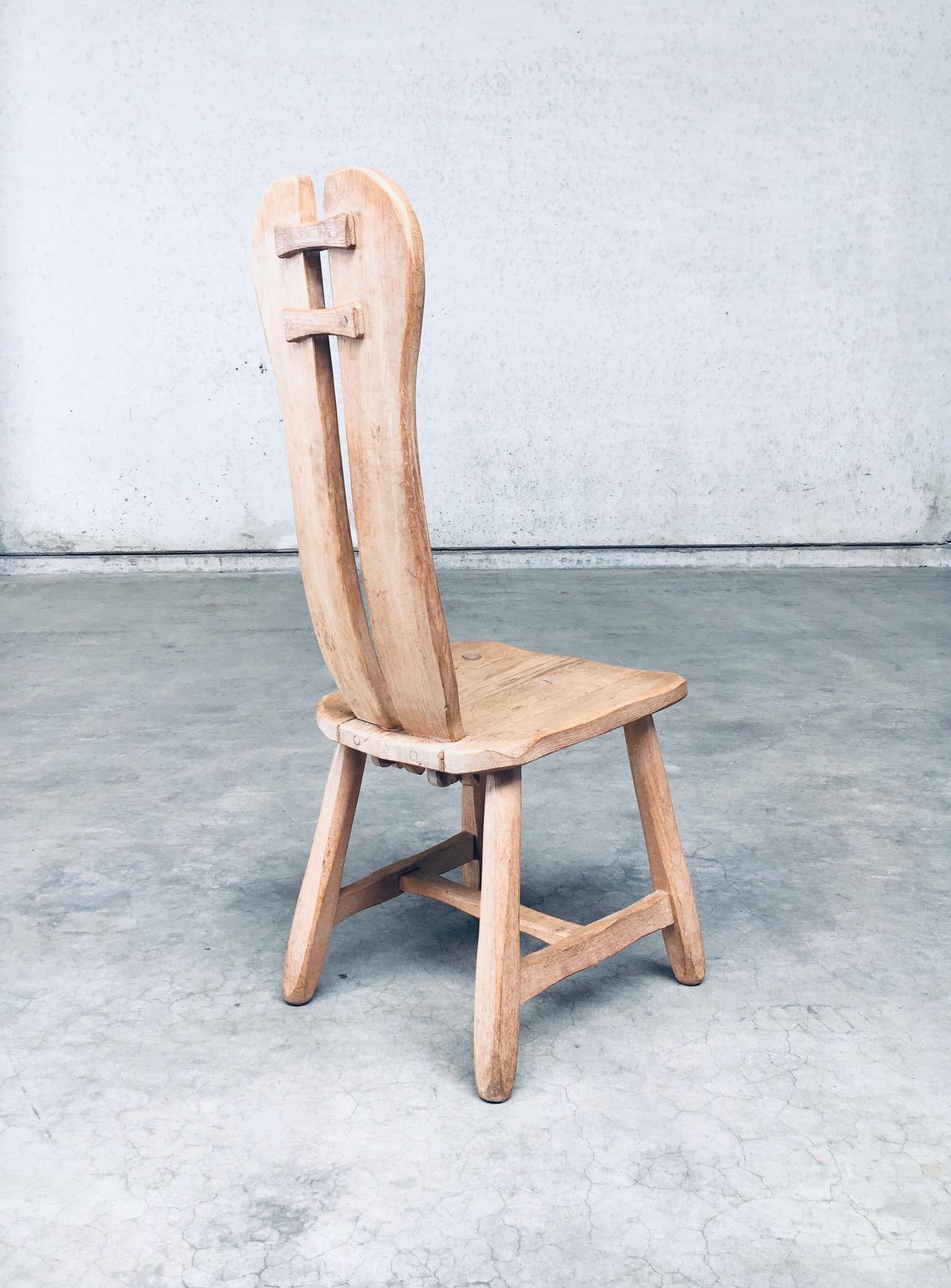 Brutalist Design Oak Dining Chairs by De Puydt, Belgium 1960's 7