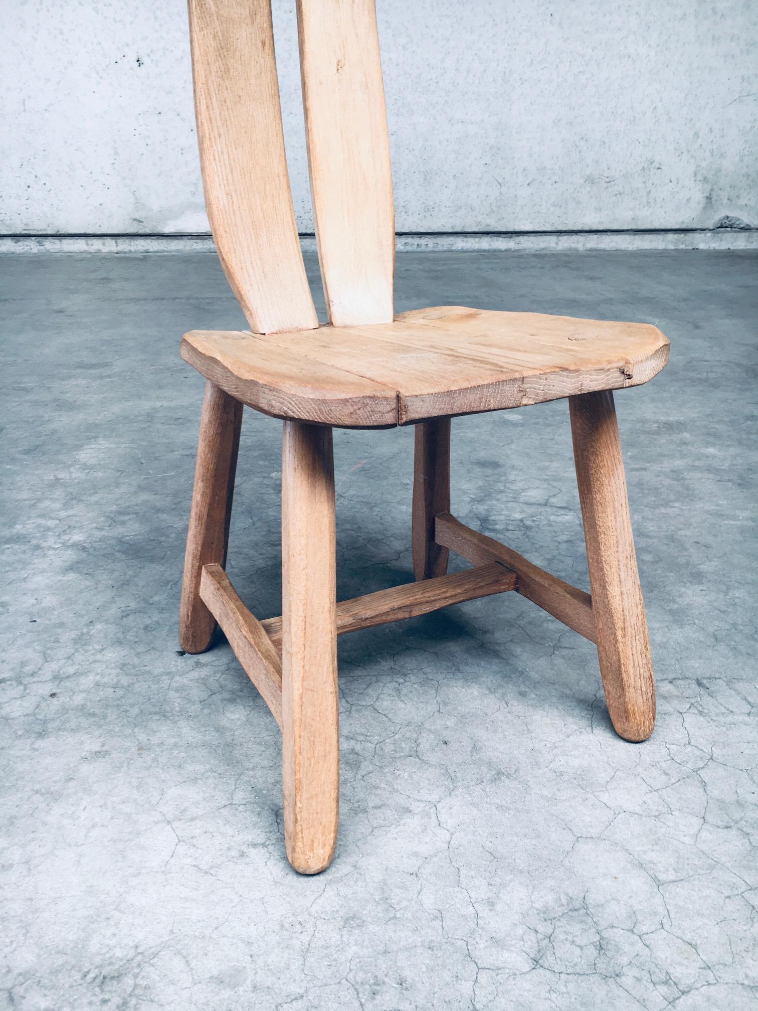 Brutalist Design Oak Dining Chairs by De Puydt, Belgium 1960's 9