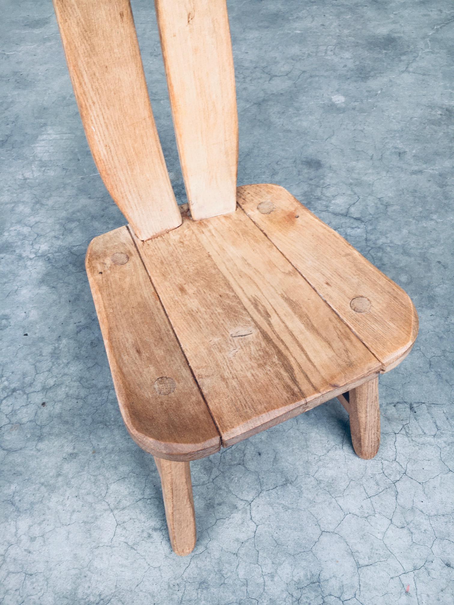 Brutalist Design Oak Dining Chairs by De Puydt, Belgium 1960's 10