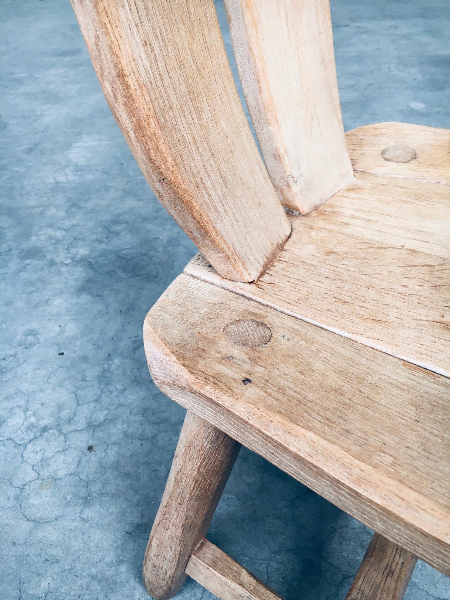 Brutalist Design Oak Dining Chairs by De Puydt, Belgium 1960's 11