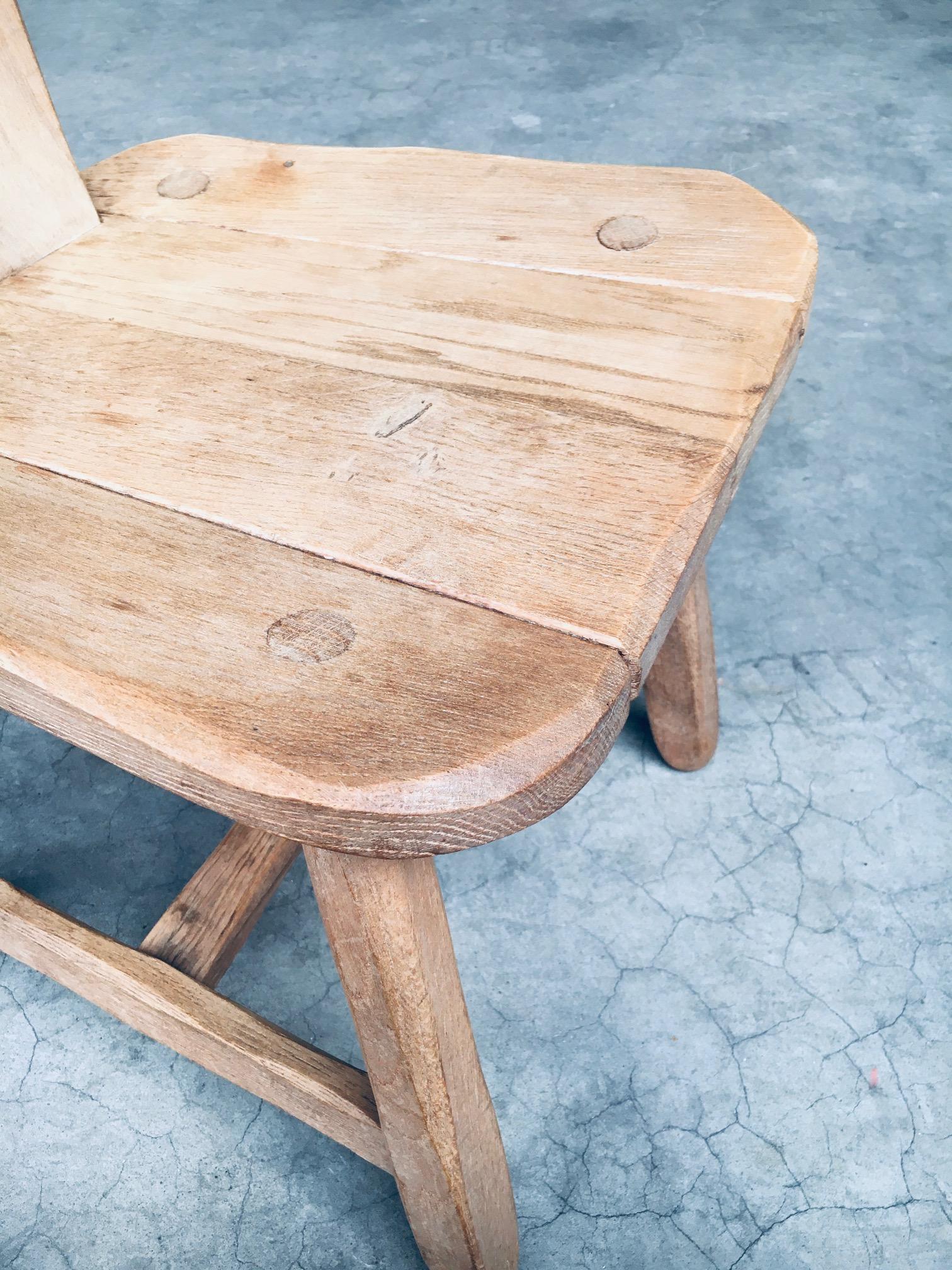 Brutalist Design Oak Dining Chairs by De Puydt, Belgium 1960's 12