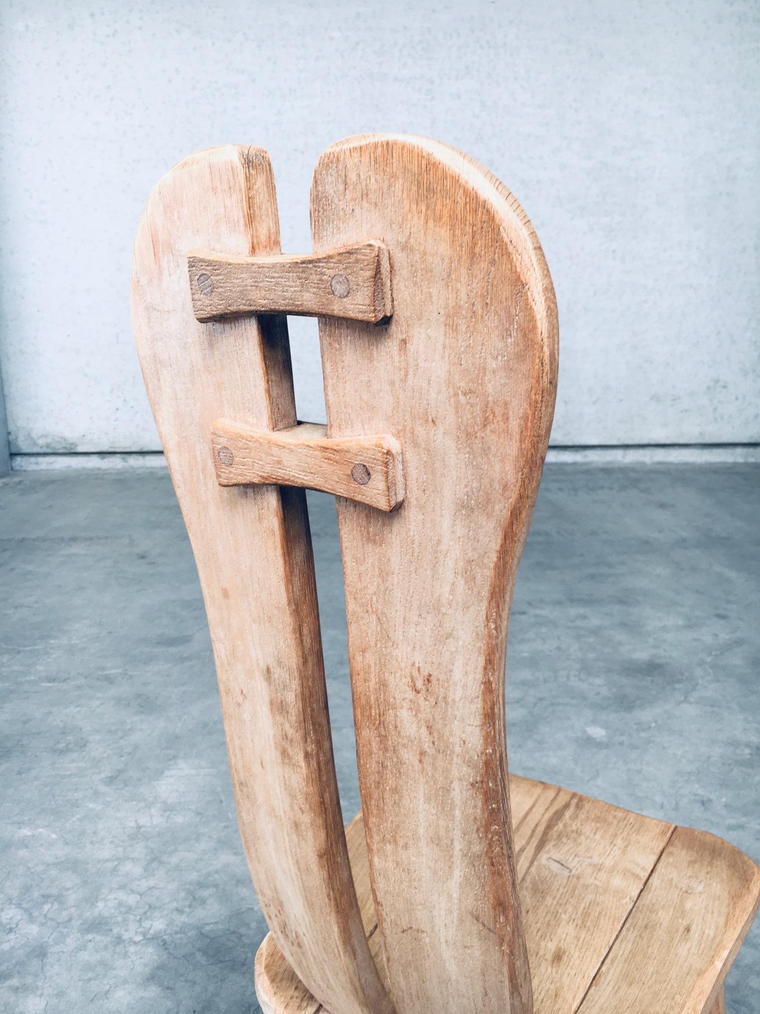Brutalist Design Oak Dining Chairs by De Puydt, Belgium 1960's 14