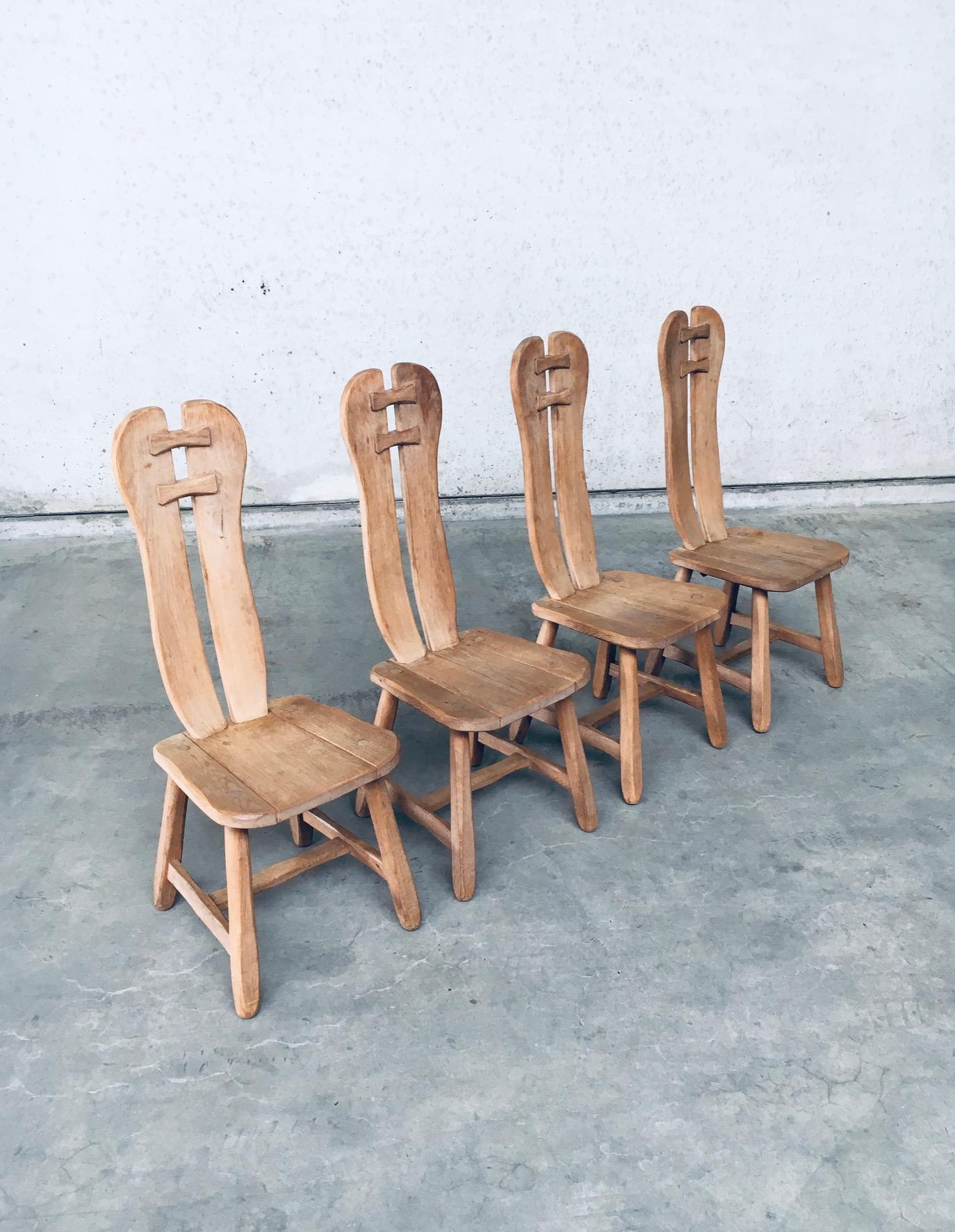 Brutalist Design Oak Dining Chairs by De Puydt, Belgium 1960's In Good Condition In Oud-Turnhout, VAN