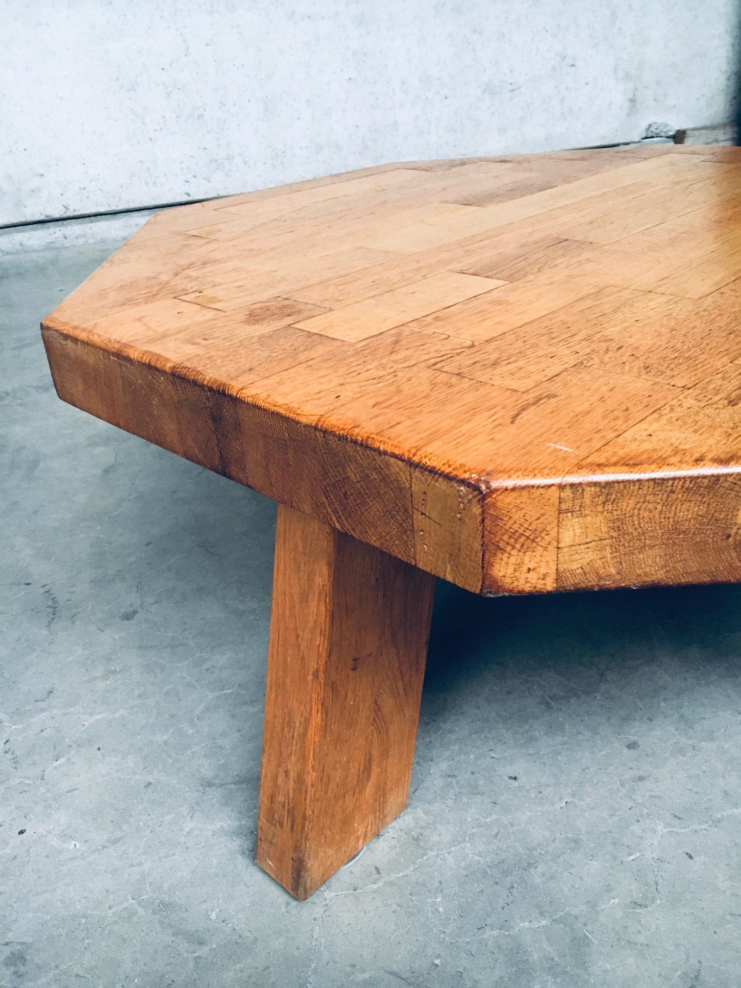 Brutalist Design Oak Octagonal Coffee Table, Oisterwijk, Netherlands, 1960's 6