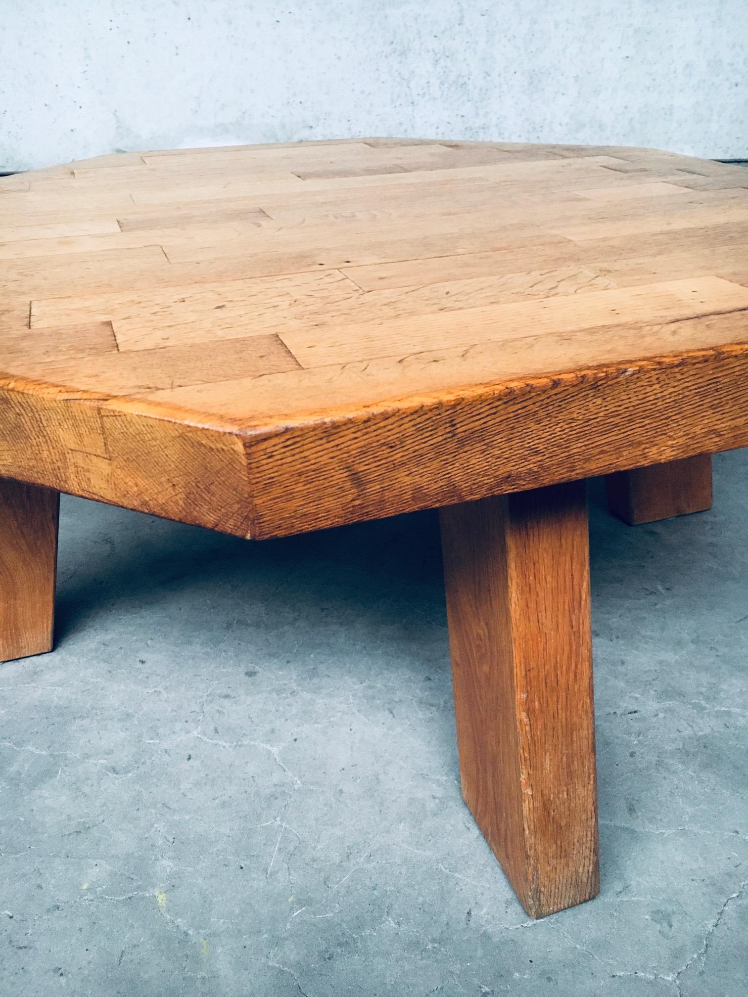 Brutalist Design Oak Octagonal Coffee Table, Oisterwijk, Netherlands, 1960's 2