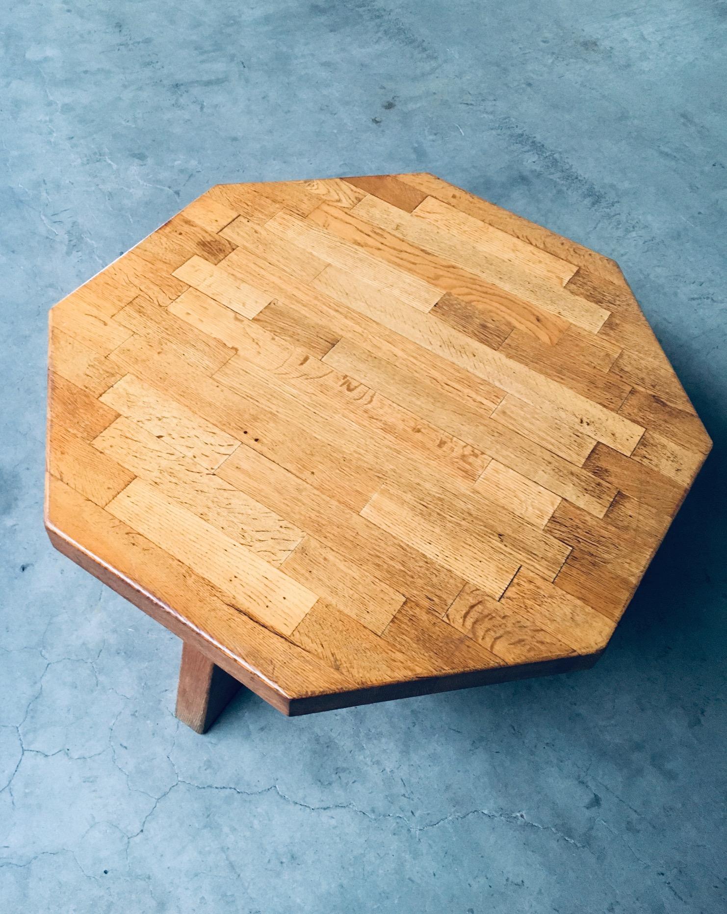 Brutalist Design Oak Octagonal Coffee Table, Oisterwijk, Netherlands, 1960's 4