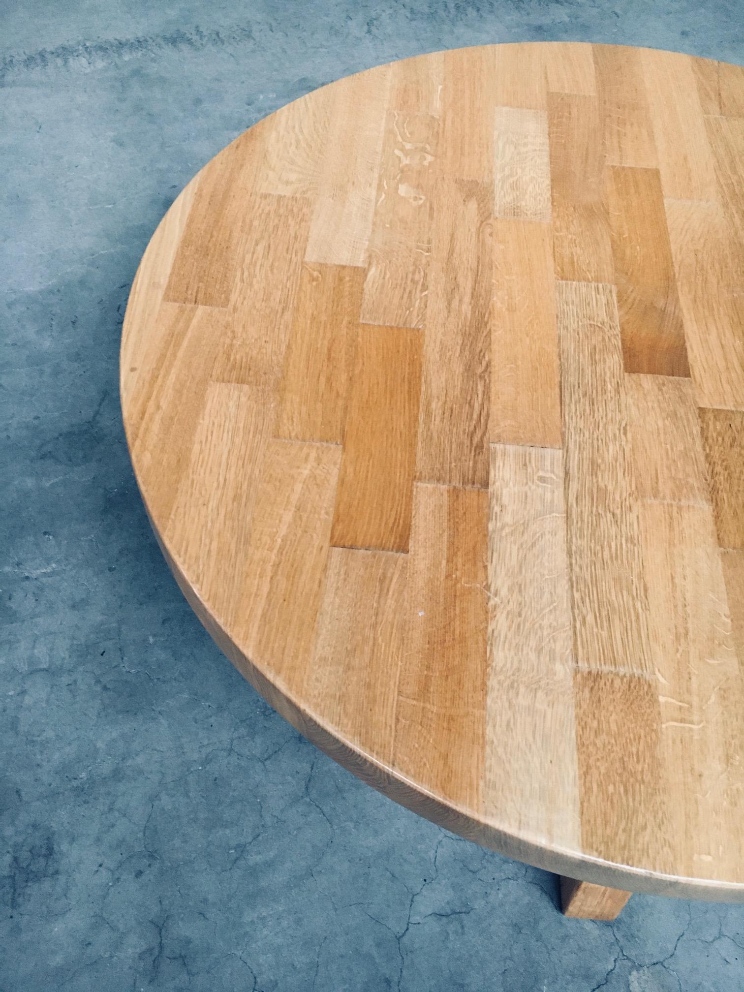 Brutalist Design Oak Round Coffee Table by Meubelfabriek Oisterwijk For Sale 7