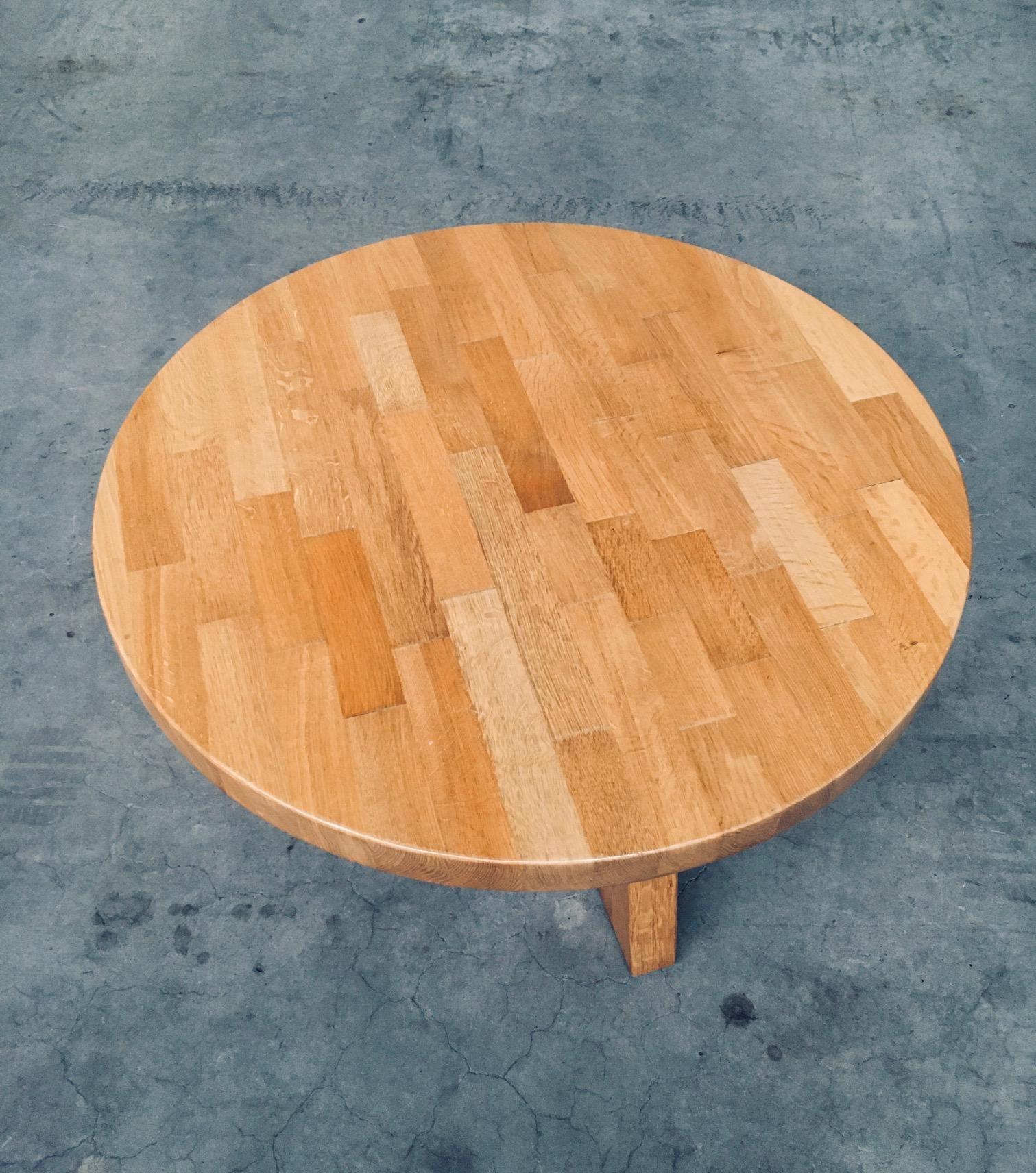 Brutalist Design Oak Round Coffee Table by Meubelfabriek Oisterwijk For Sale 11