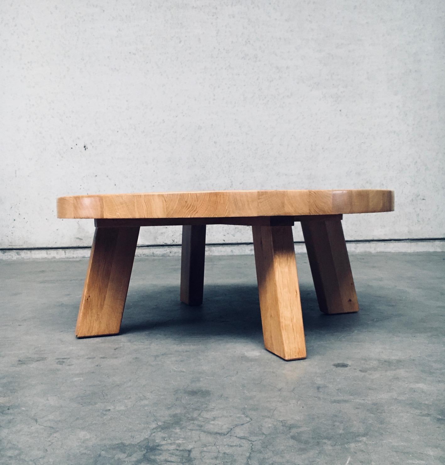 Brutalist Design Oak Round Coffee Table by Meubelfabriek Oisterwijk For Sale 12