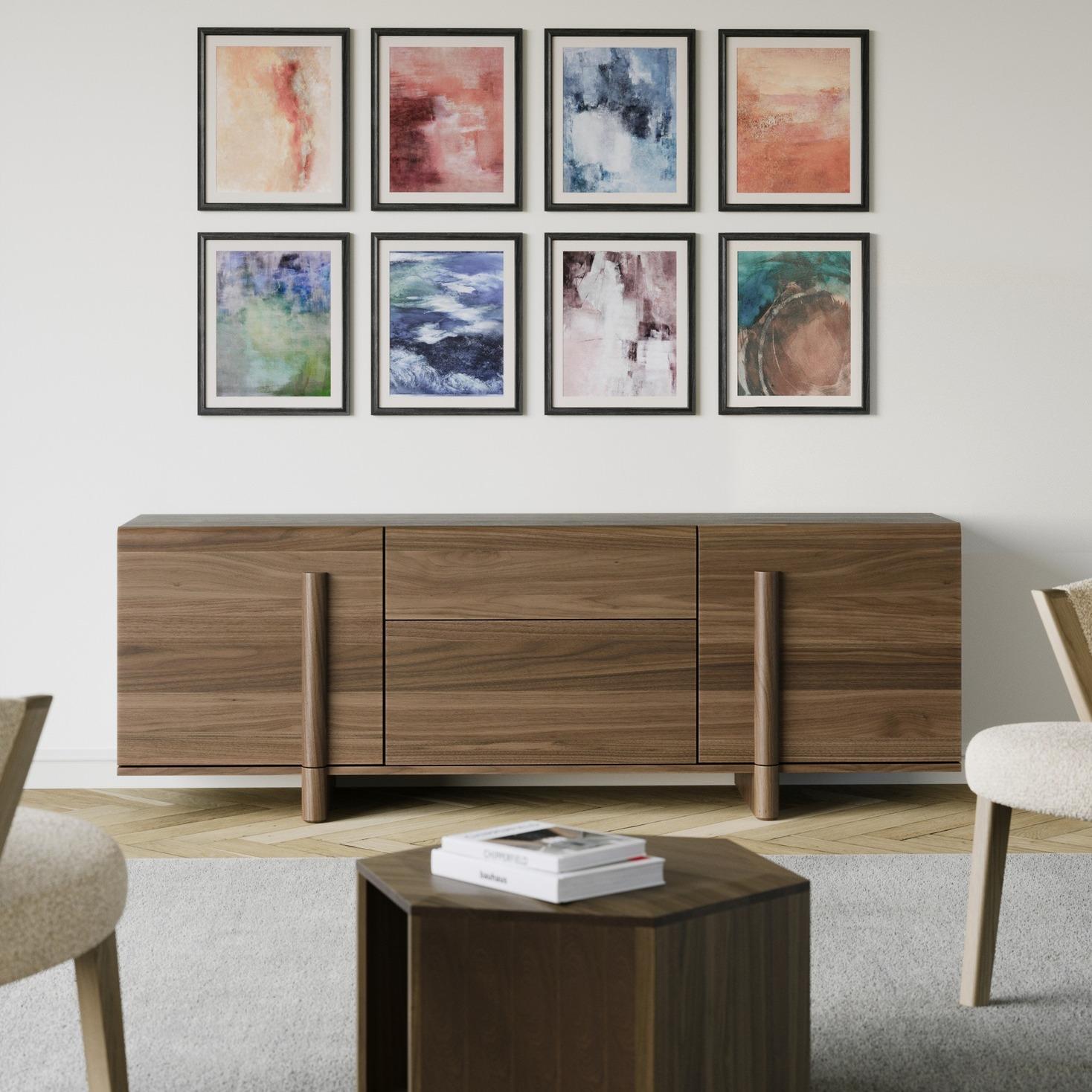 Brutalist Design Oak Sideboard Featuring Two Doors & Middle Drawers For Sale 3