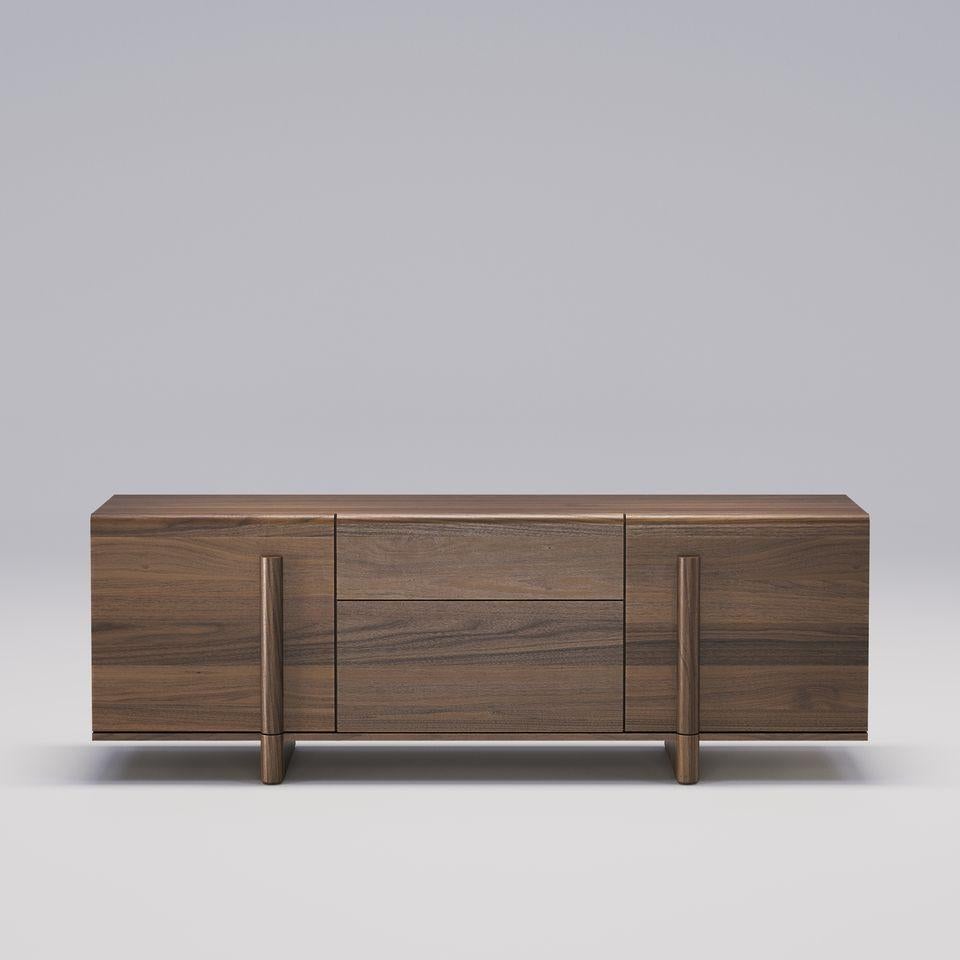 Brutalist Design Oak Sideboard Featuring Two Doors & Middle Drawers For Sale 1
