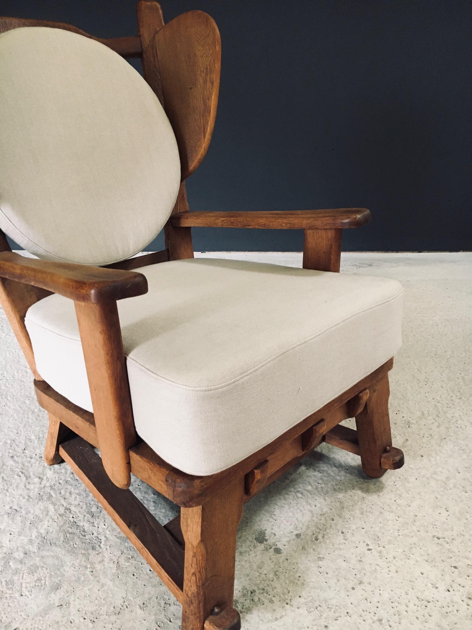 Brutalist Design Oak Wingback Lounge Chair, Netherlands 1950's For Sale 4