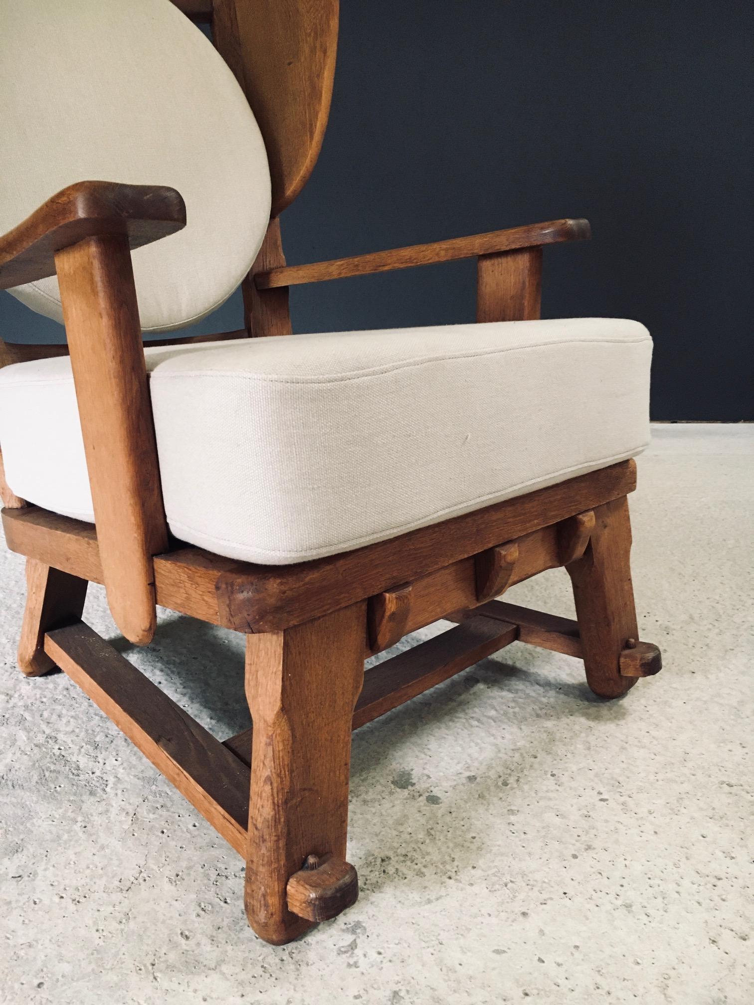 Brutalist Design Oak Wingback Lounge Chair, Netherlands 1950's For Sale 5