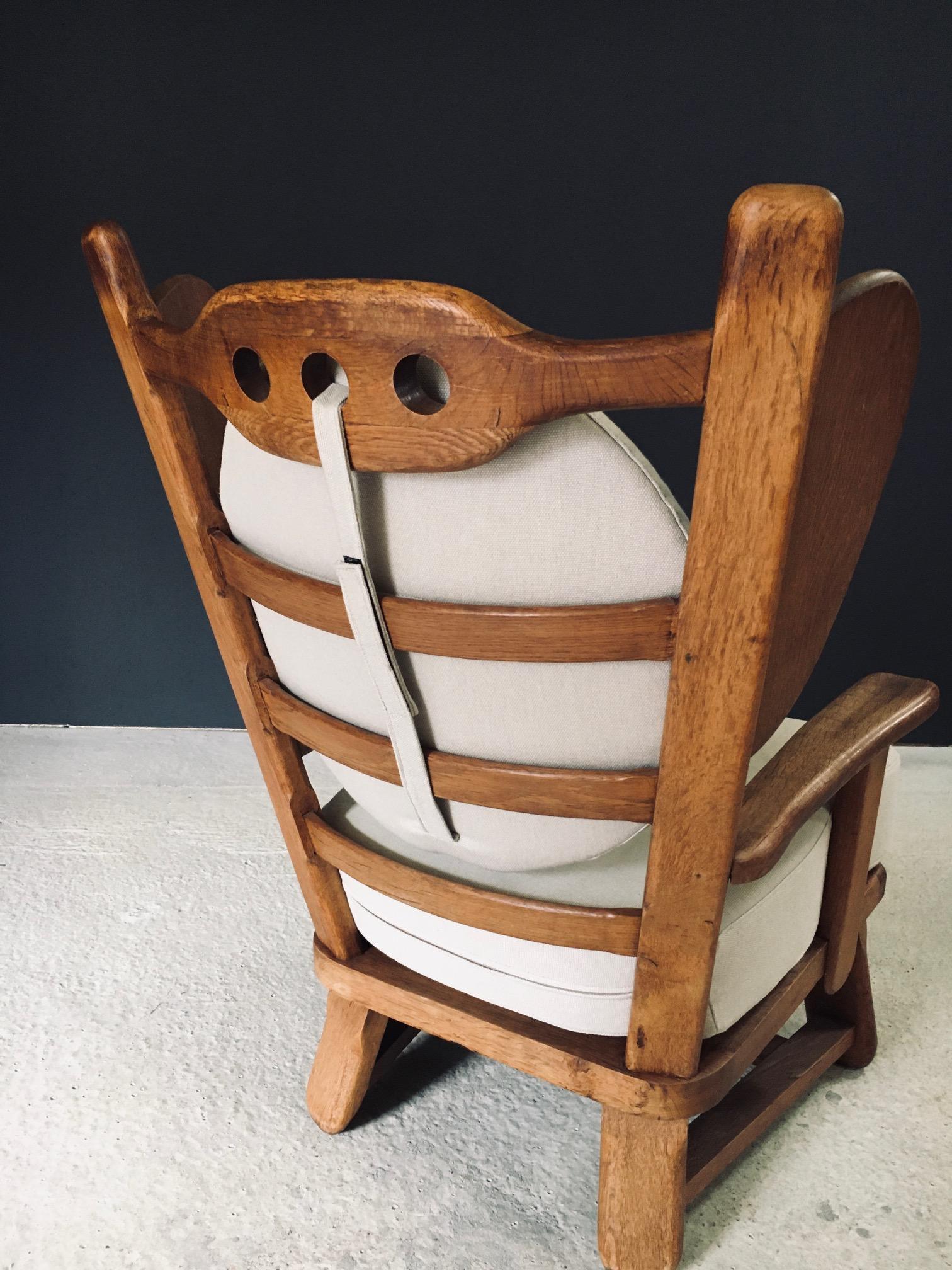 Brutalist Design Oak Wingback Lounge Chair, Netherlands 1950's For Sale 6