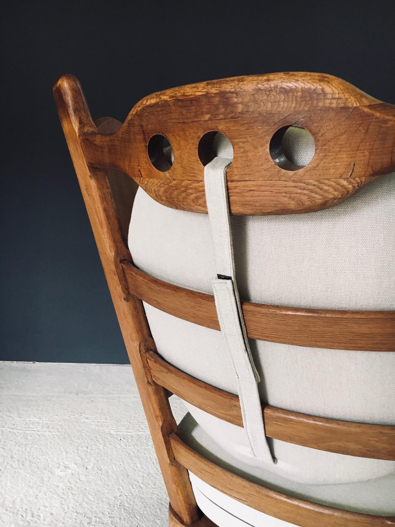 Brutalist Design Oak Wingback Lounge Chair, Netherlands 1950's For Sale 7