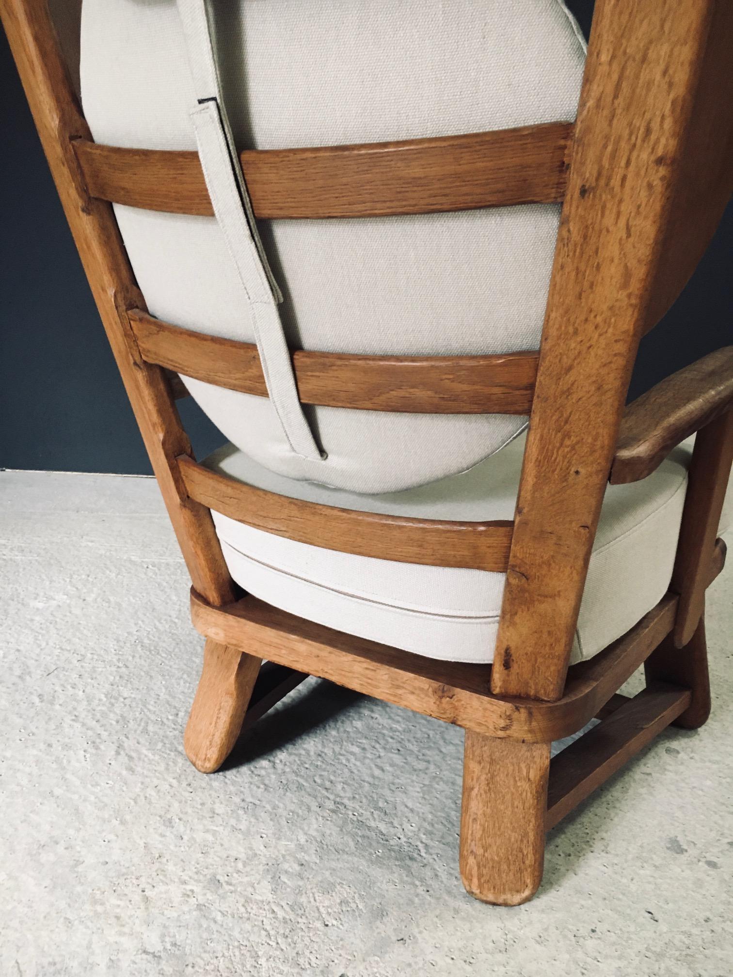 Brutalist Design Oak Wingback Lounge Chair, Netherlands 1950's For Sale 8