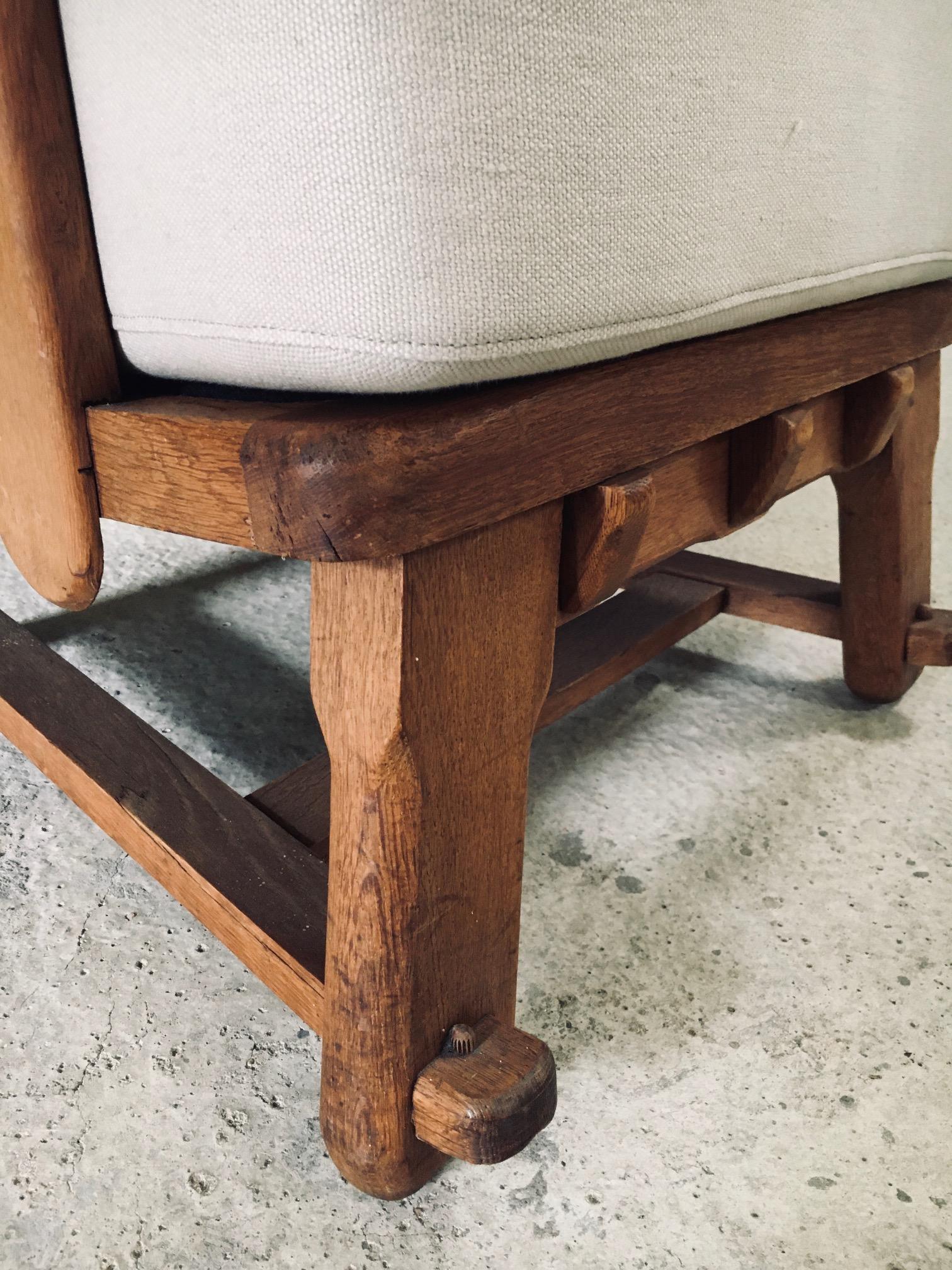 Brutalist Design Oak Wingback Lounge Chair, Netherlands 1950's For Sale 9