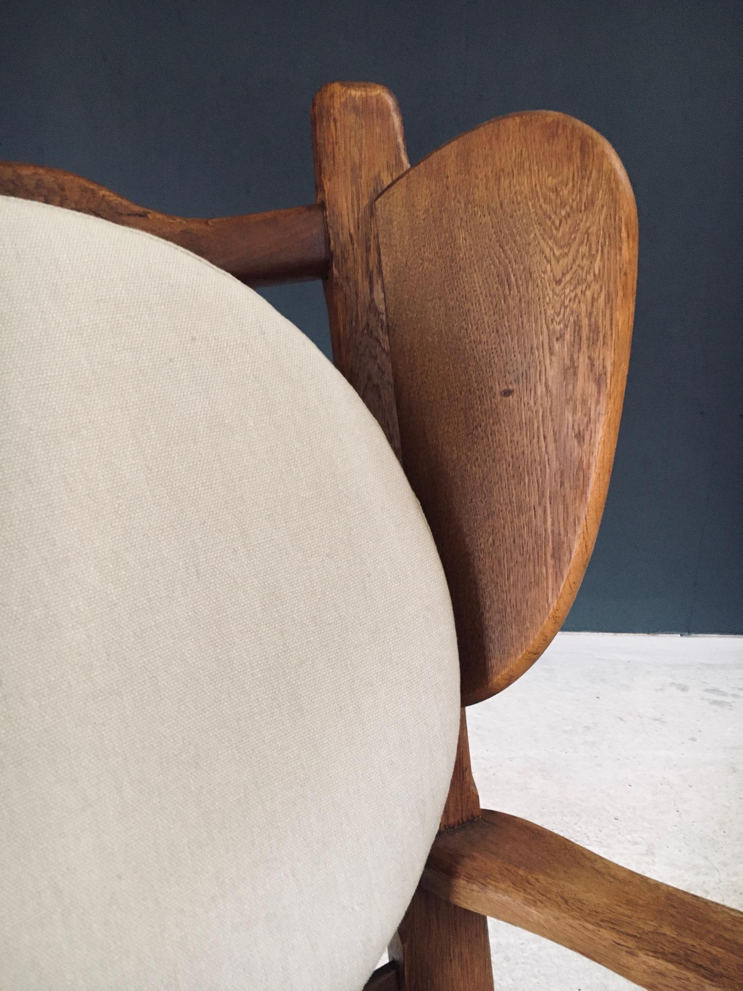Brutalist Design Oak Wingback Lounge Chair, Netherlands 1950's For Sale 11