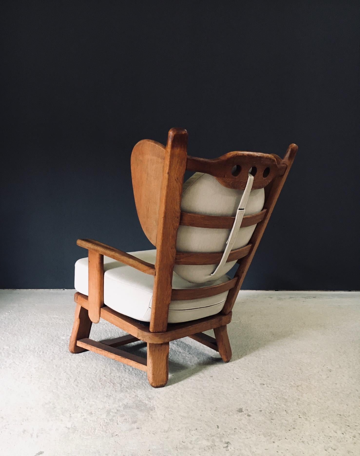 Brutalist Design Oak Wingback Lounge Chair, Netherlands 1950's For Sale 1