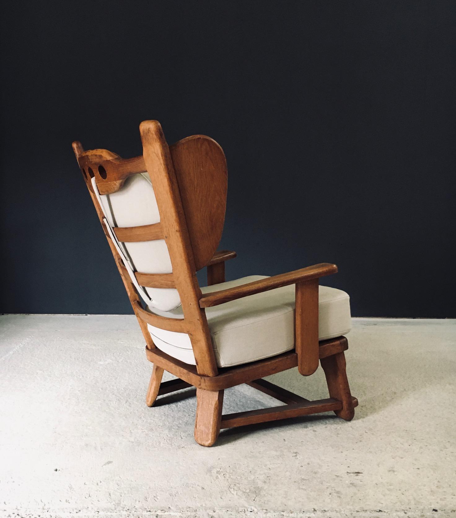 Brutalist Design Oak Wingback Lounge Chair, Netherlands 1950's For Sale 2