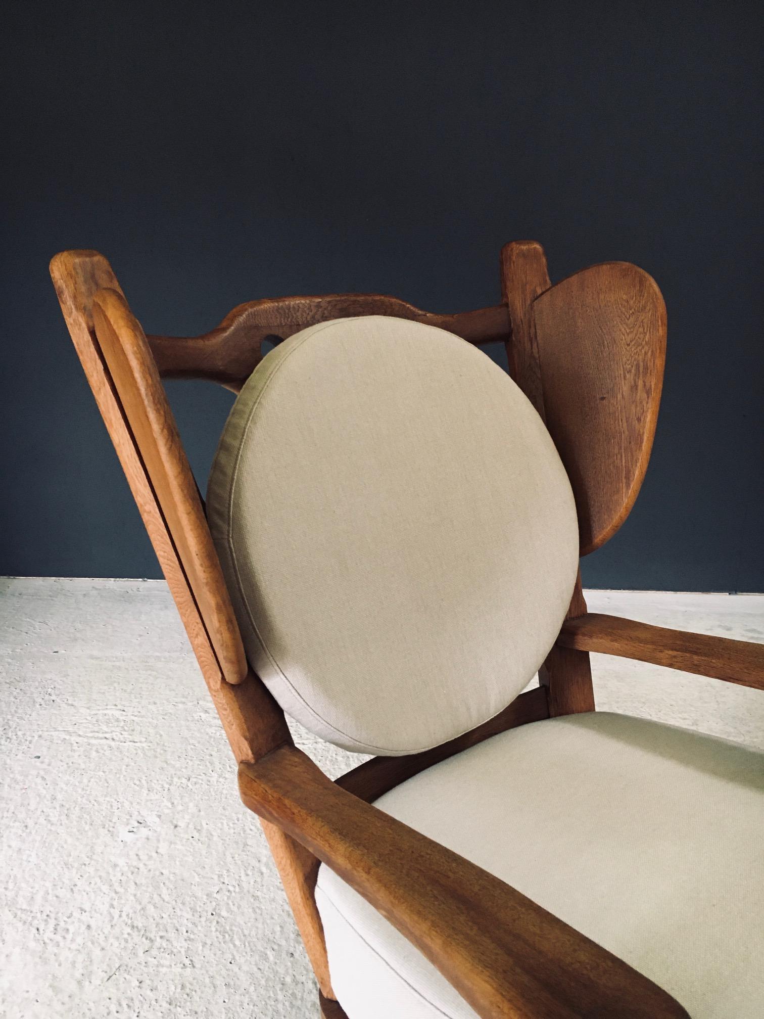 Brutalist Design Oak Wingback Lounge Chair, Netherlands 1950's For Sale 3