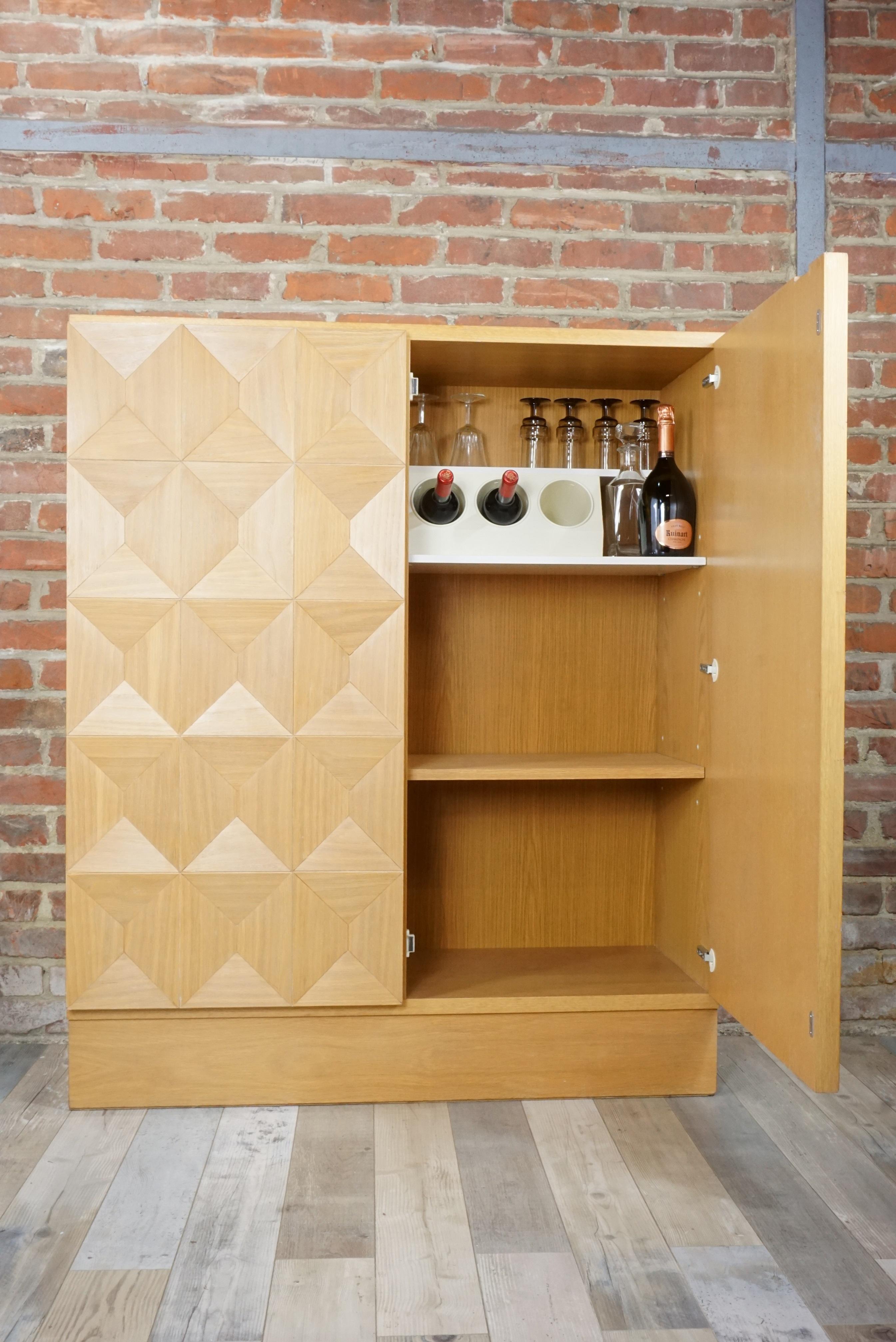 Brutalist Design Oak Wooden Cabinet 1