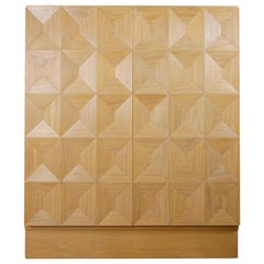 Brutalist Design Oak Wooden Cabinet