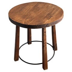 Brutalist Design Round Top Side Table, Spain, 1950s