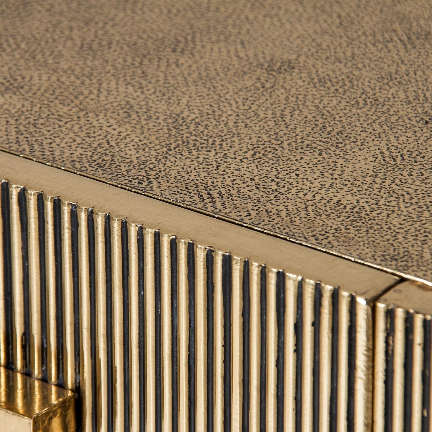 Art Deco Brutalist Design Style All in Gilt Metal Sideboard