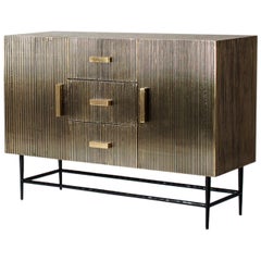 Brutalist Design Style All in Gilt Metal Sideboard