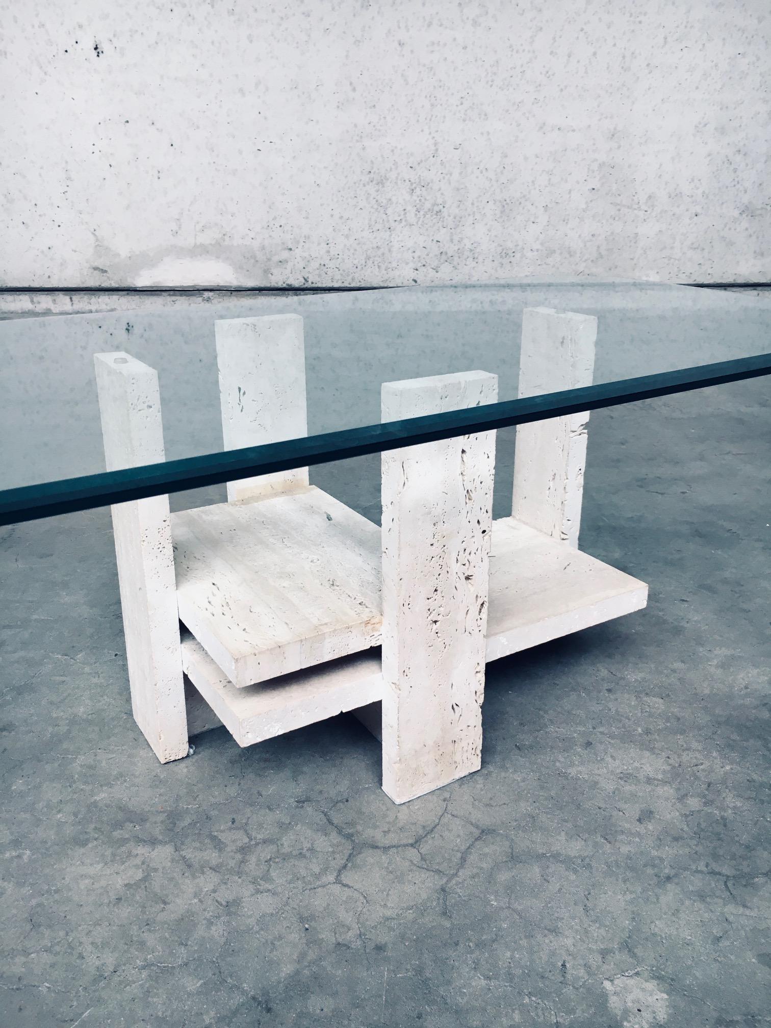 Mesa baja de travertino de diseño brutalista de Willy Ballez, Bélgica Años 70 en venta 3