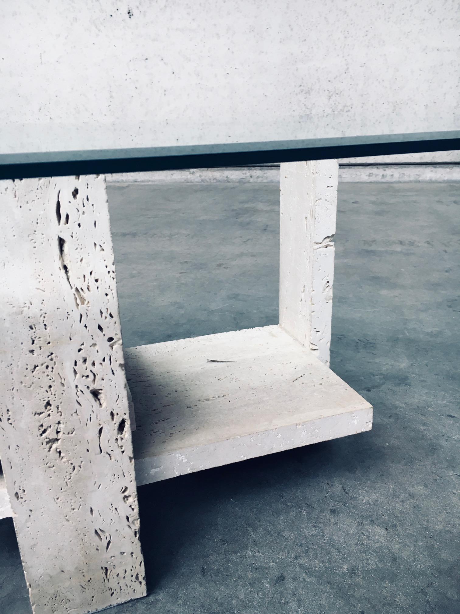 Mesa baja de travertino de diseño brutalista de Willy Ballez, Bélgica Años 70 en venta 5