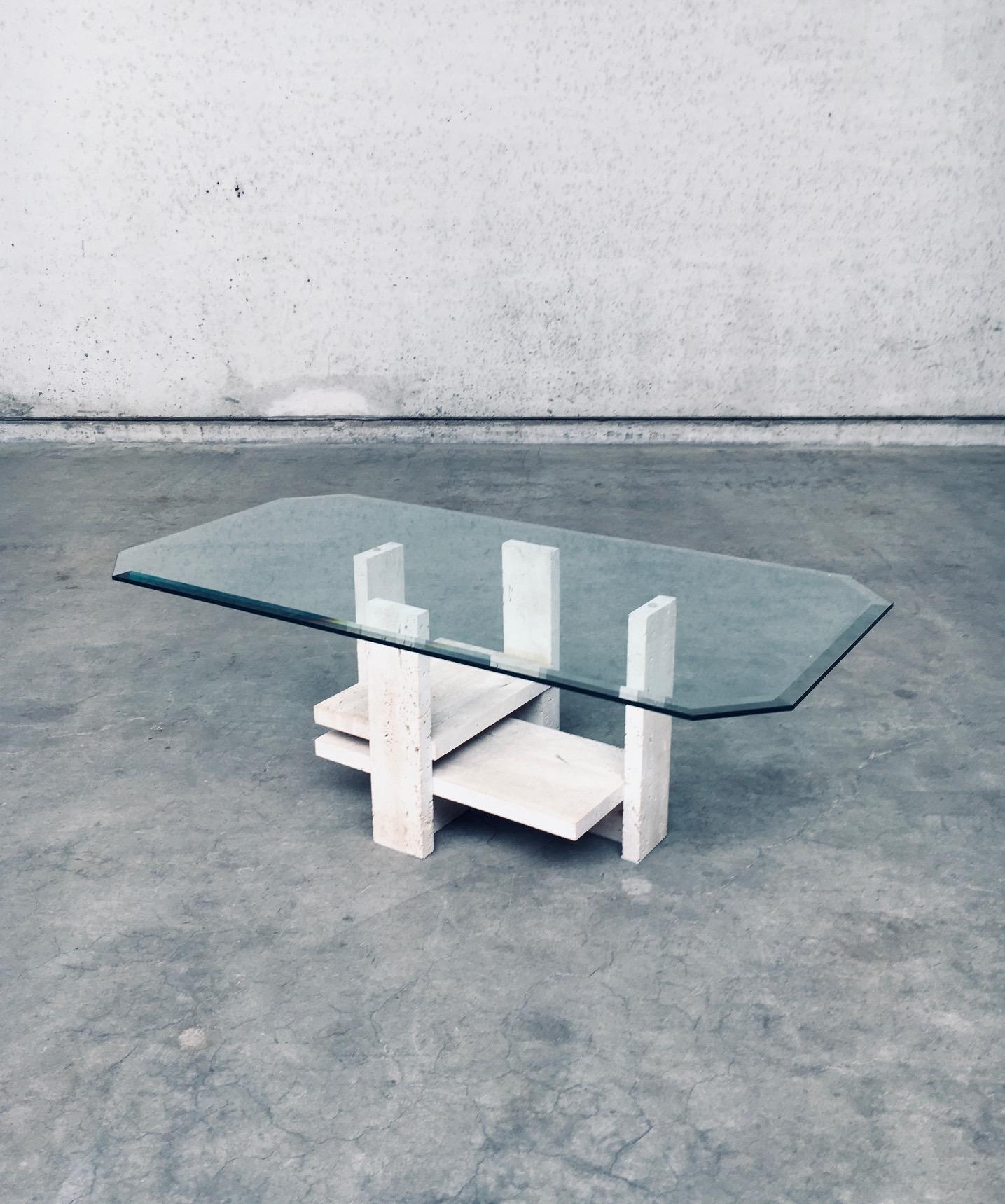 Brutalist Design Travertine Coffee Table by Willy Ballez, Belgium 1970's For Sale 9