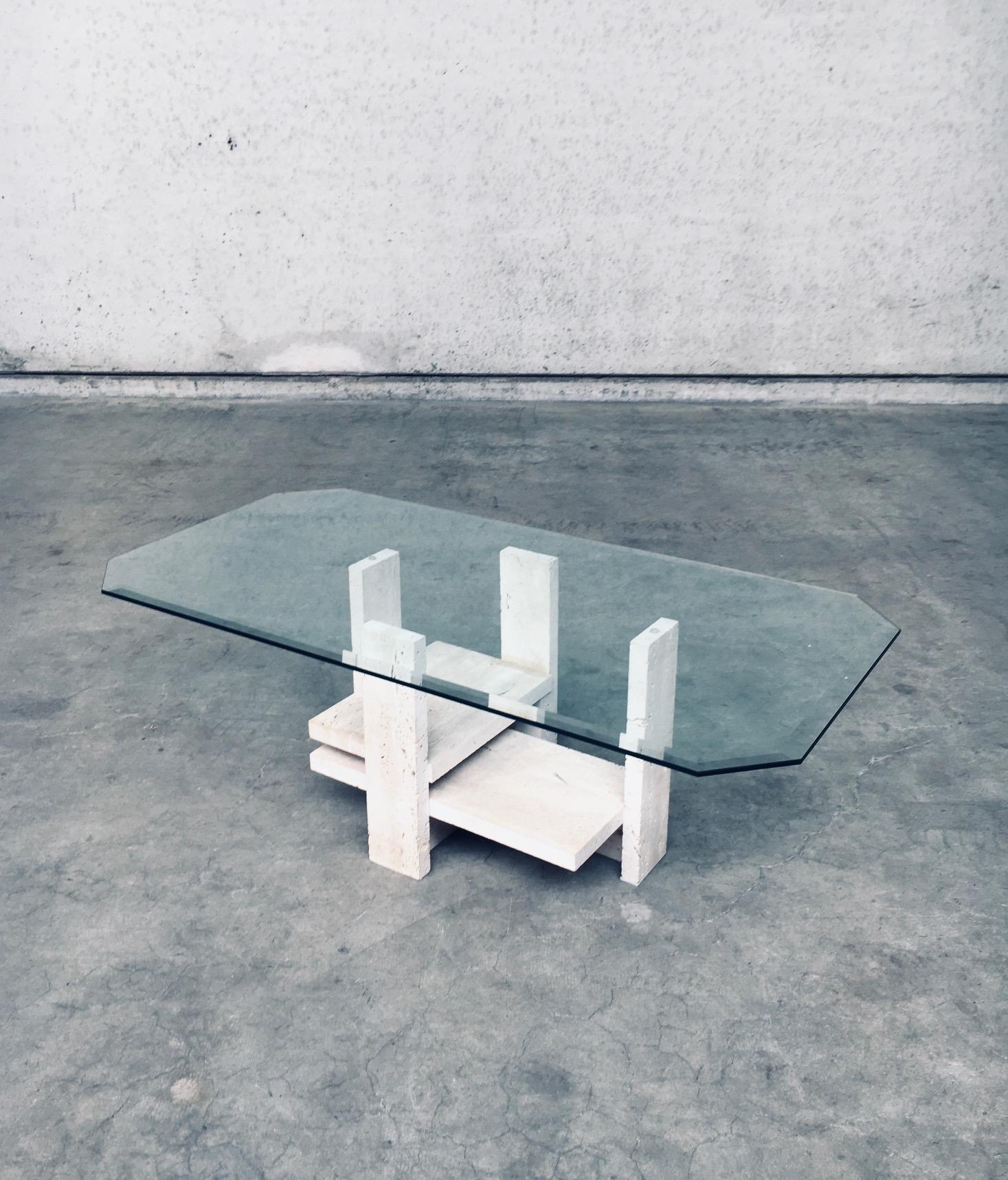 Brutalist Design Travertine Coffee Table by Willy Ballez, Belgium 1970's For Sale 10