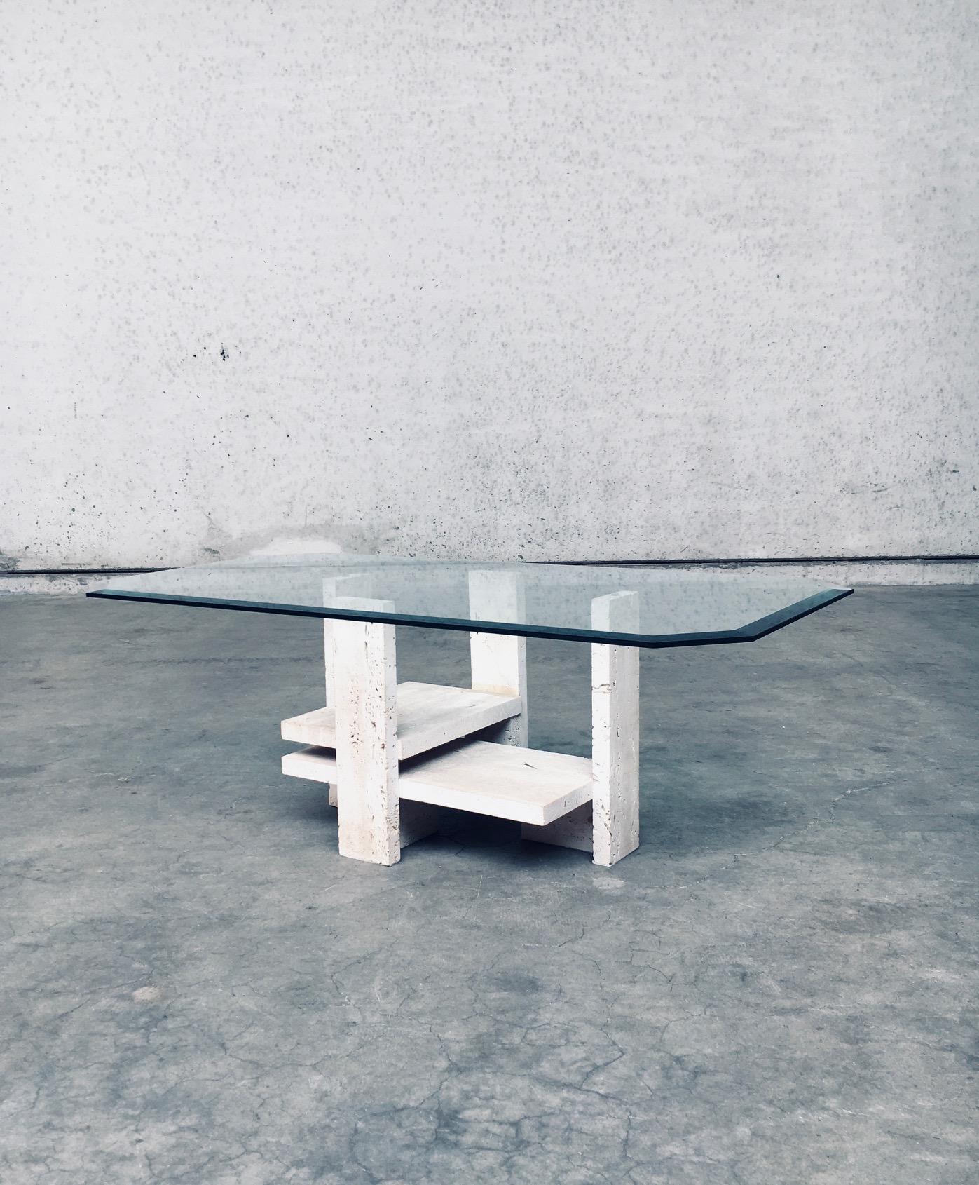 Brutalist Design Travertine Coffee Table by Willy Ballez, Belgium 1970's For Sale 11