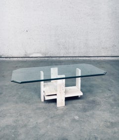 Brutalist Design Travertine Coffee Table by Willy Ballez, Belgium 1970's
