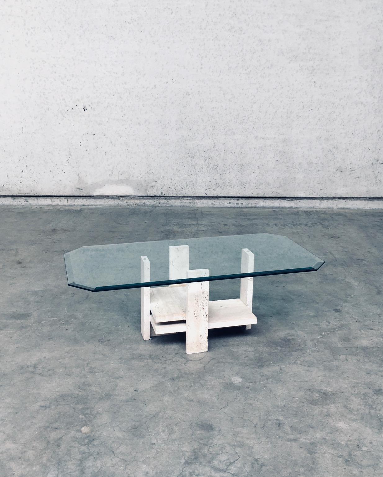 Belgian Brutalist Design Travertine Coffee Table by Willy Ballez, Belgium 1970's For Sale