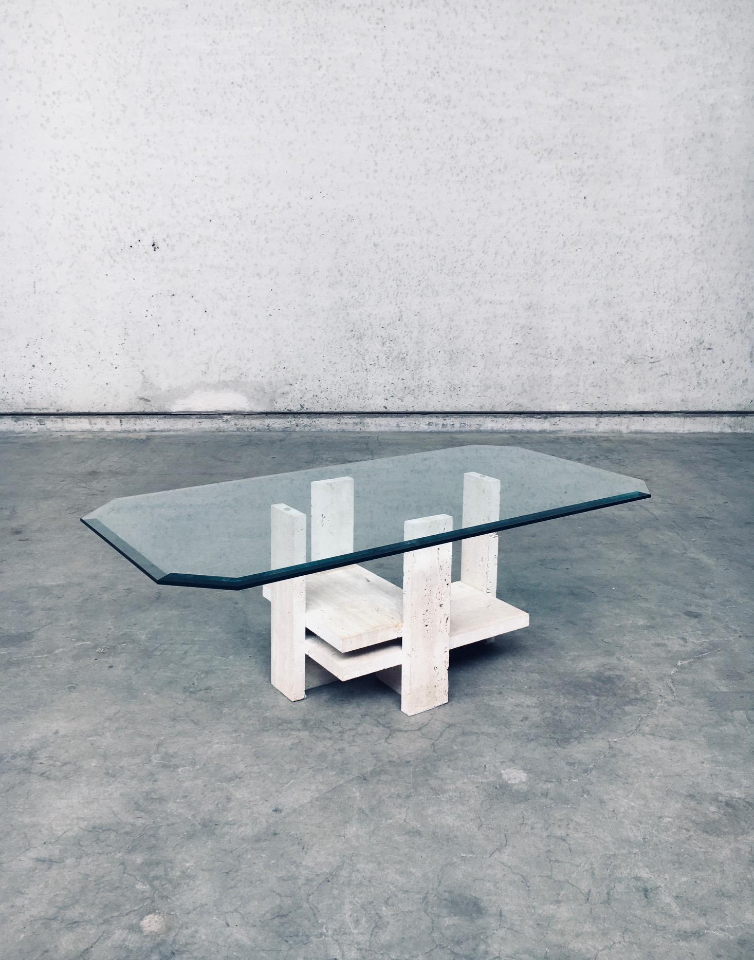 Mesa baja de travertino de diseño brutalista de Willy Ballez, Bélgica Años 70 en Bueno estado para la venta en Oud-Turnhout, VAN